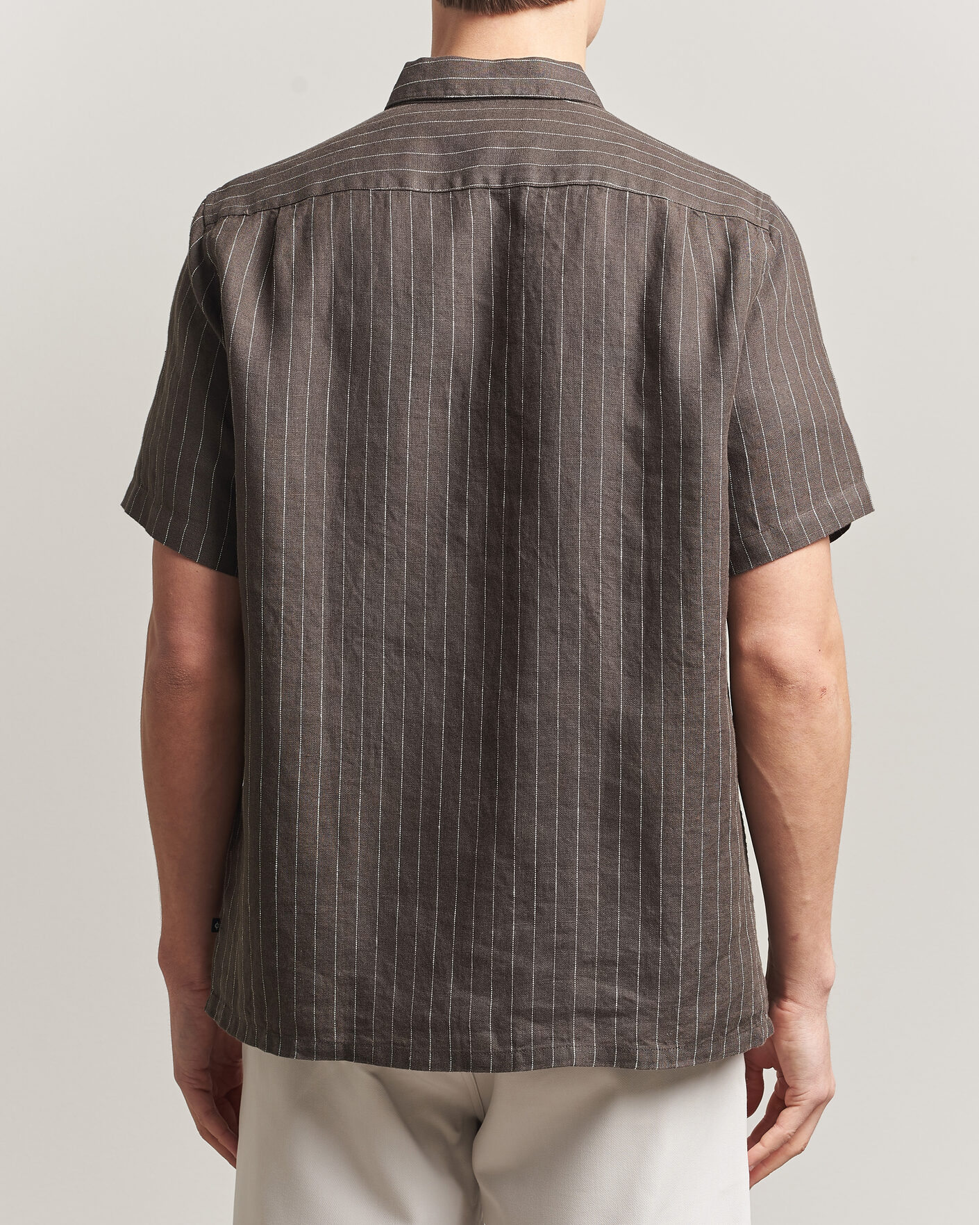 Homme | Chemises | Samsøe Samsøe | Avan Linen Striped Short Sleeve Shirt Black Olive