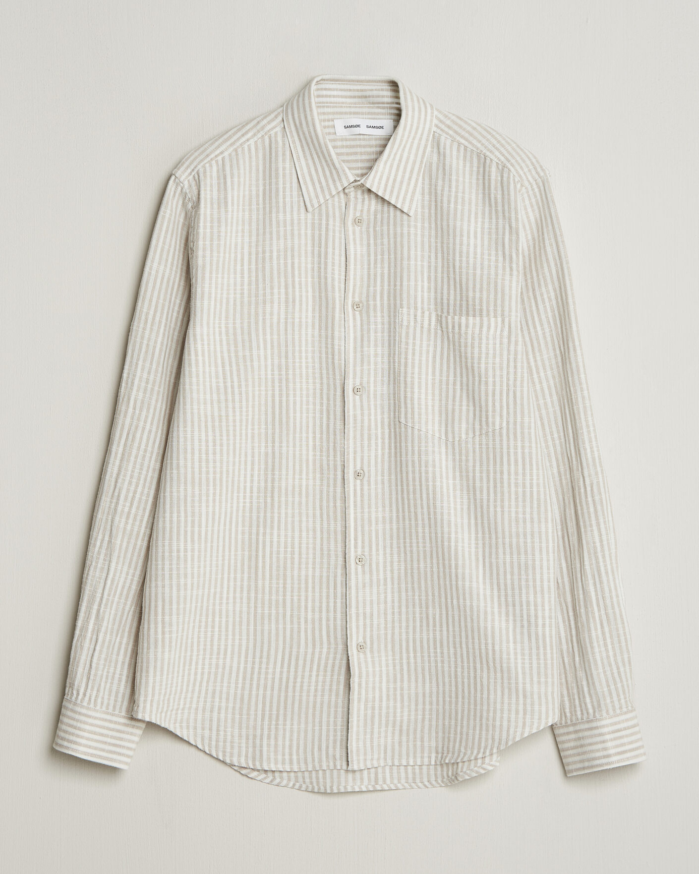 Homme | Chemises | Samsøe Samsøe | Liam Cotton/Linen Striped Shirt Moonstruck