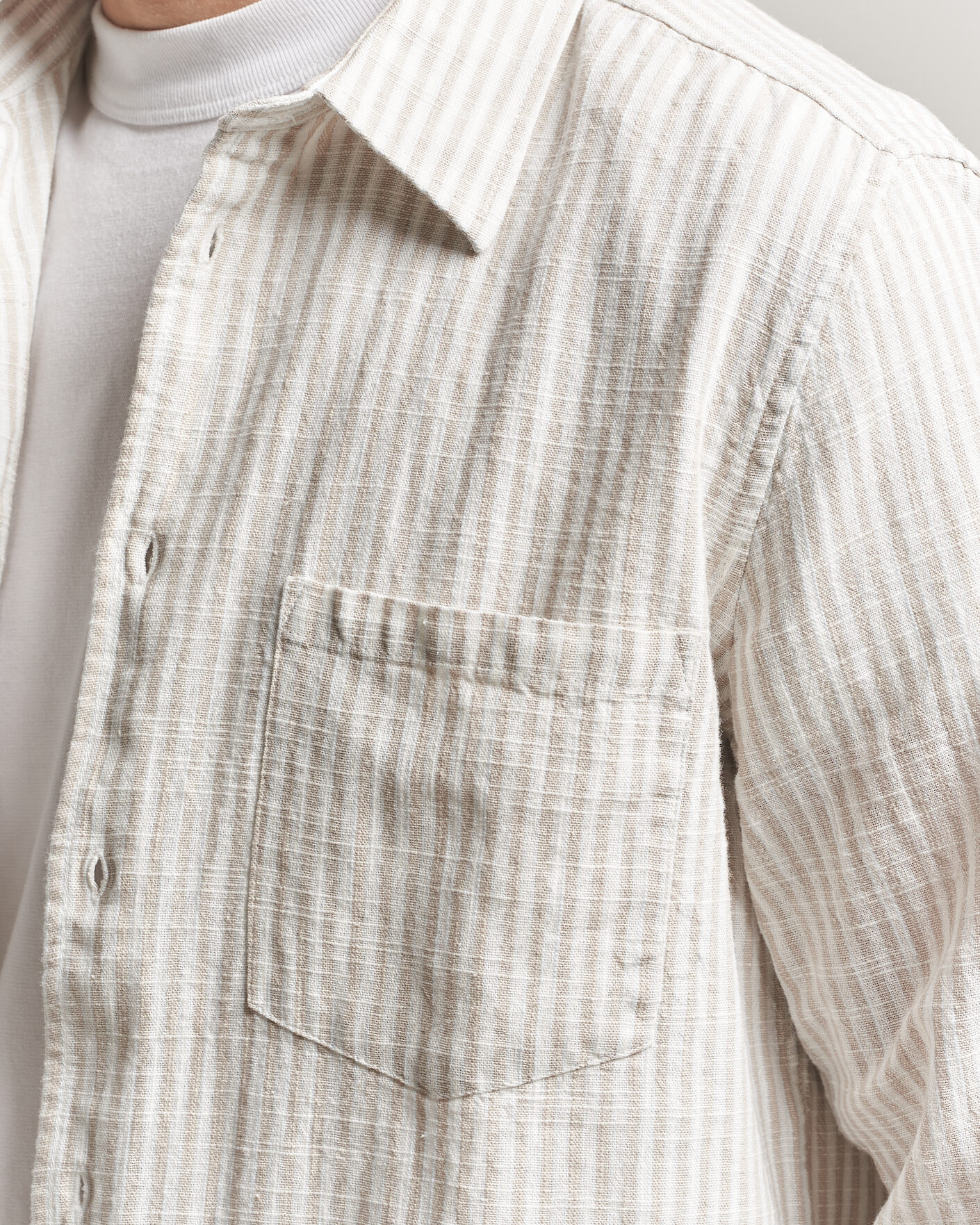 Homme | Chemises | Samsøe Samsøe | Liam Cotton/Linen Striped Shirt Moonstruck