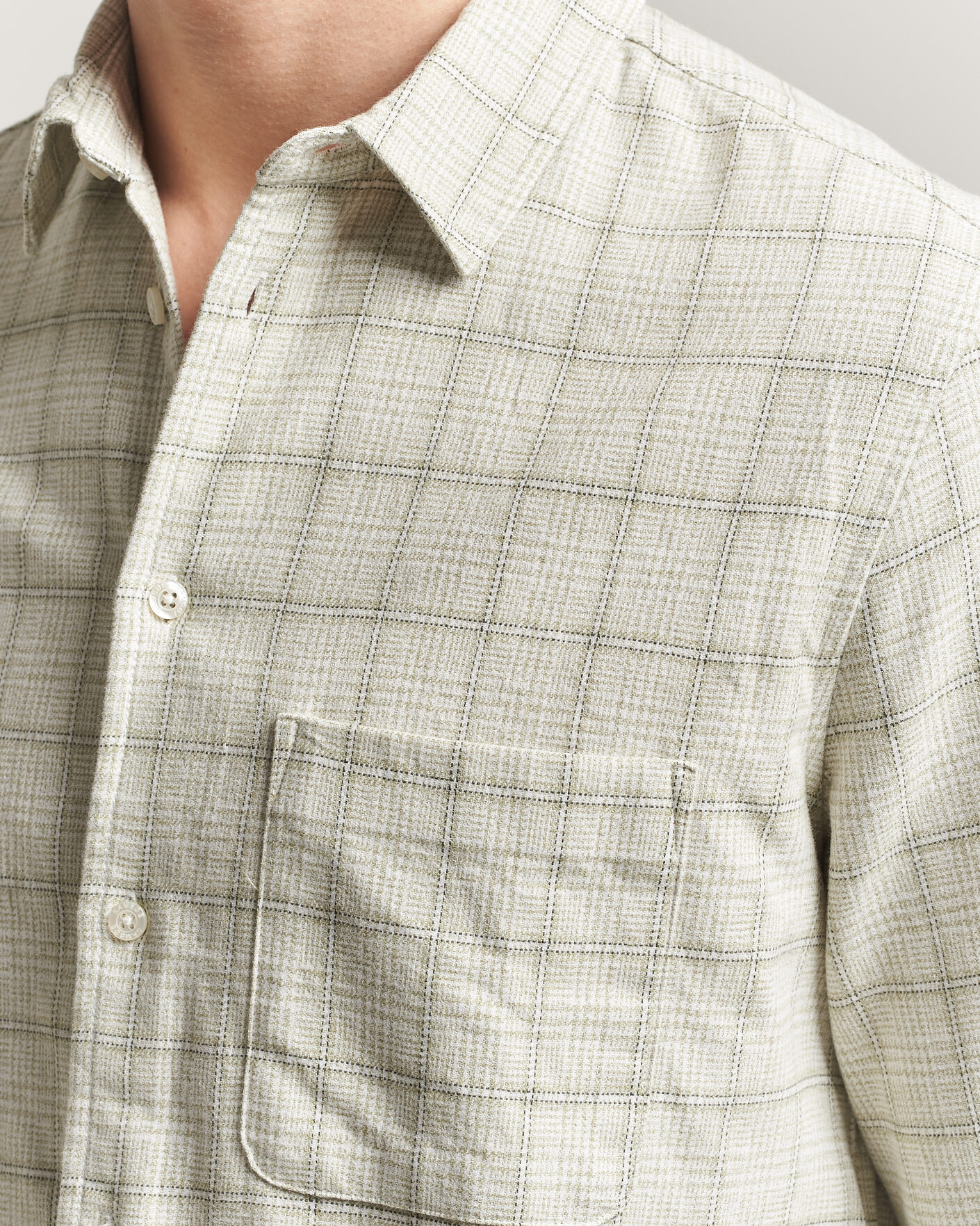 Homme | Chemises | Samsøe Samsøe | Liam Checked Cotton Shirt Off White