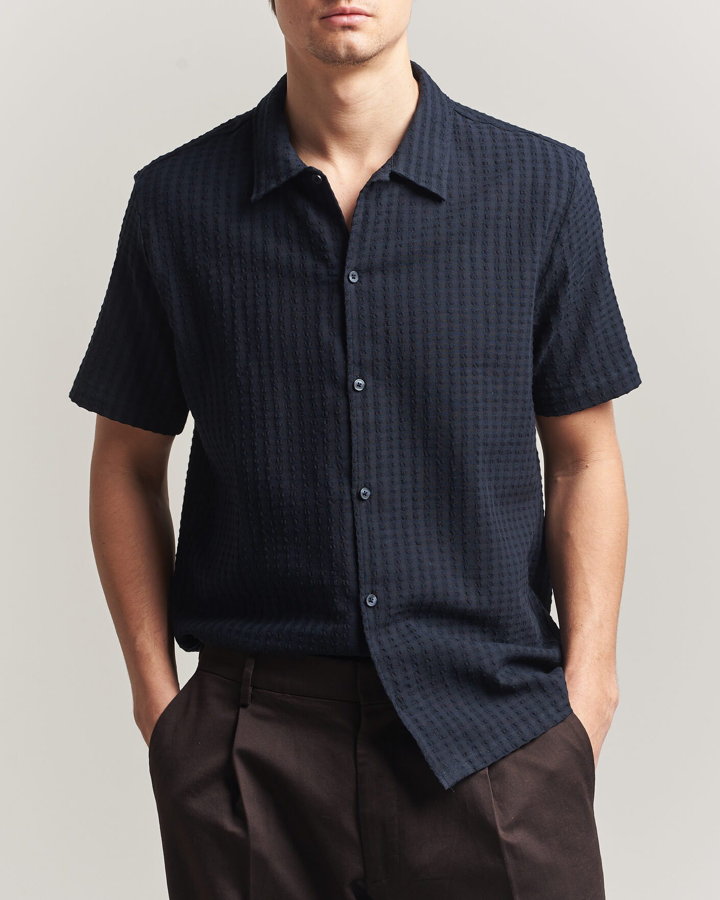 Homme | Chemises | Samsøe Samsøe | Avan Structured Short Sleeve Shirt Salute Navy