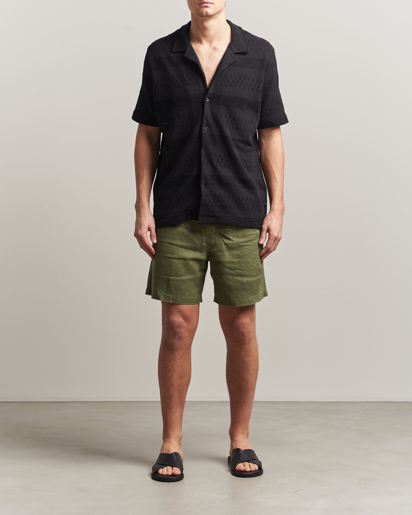 Homme | Chemises | Samsøe Samsøe | Martin Knitted Short Sleeve Shirt Black