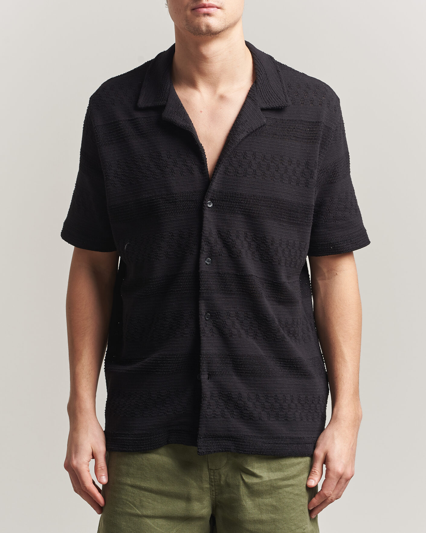 Homme | Chemises | Samsøe Samsøe | Martin Knitted Short Sleeve Shirt Black