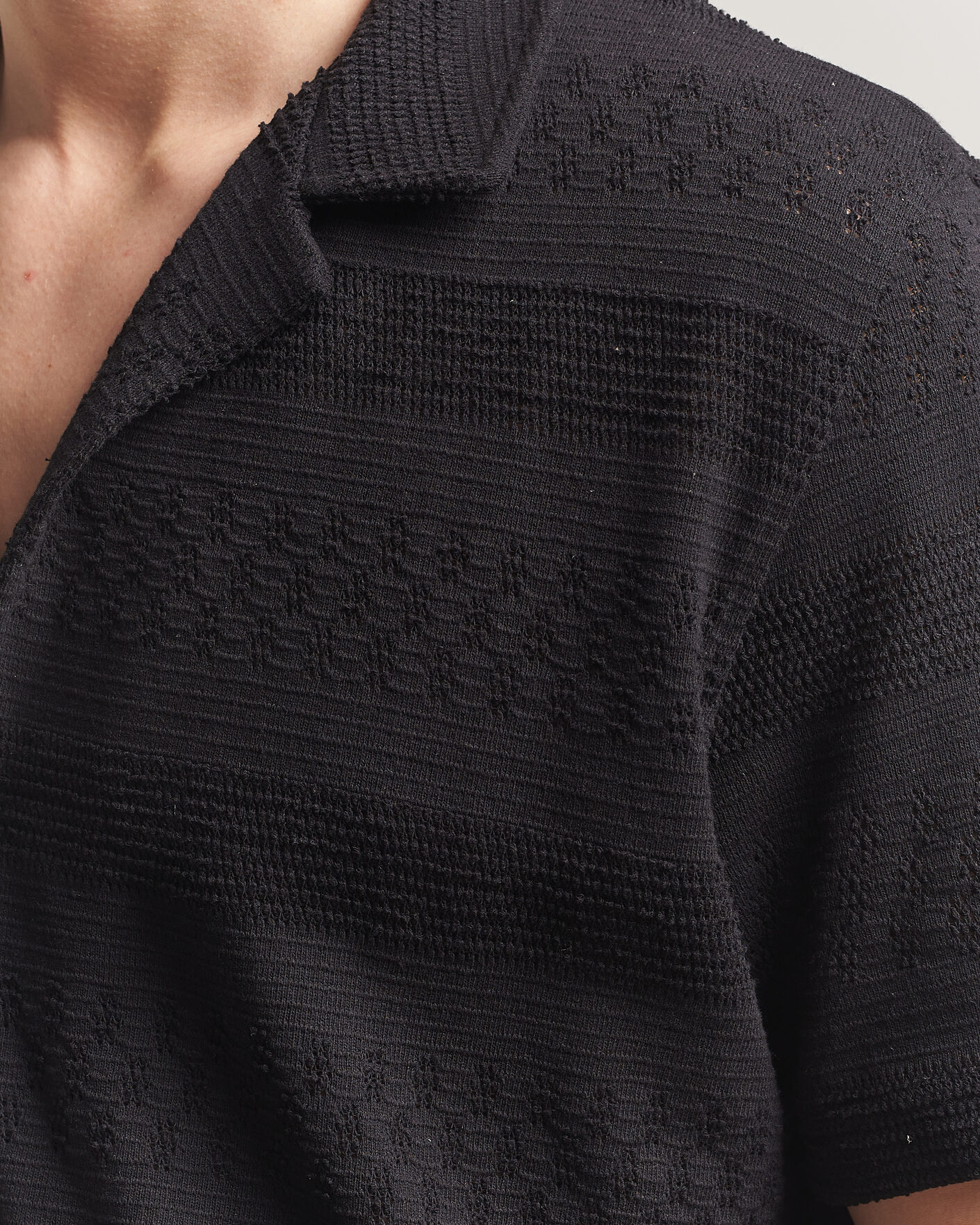 Homme | Chemises | Samsøe Samsøe | Martin Knitted Short Sleeve Shirt Black