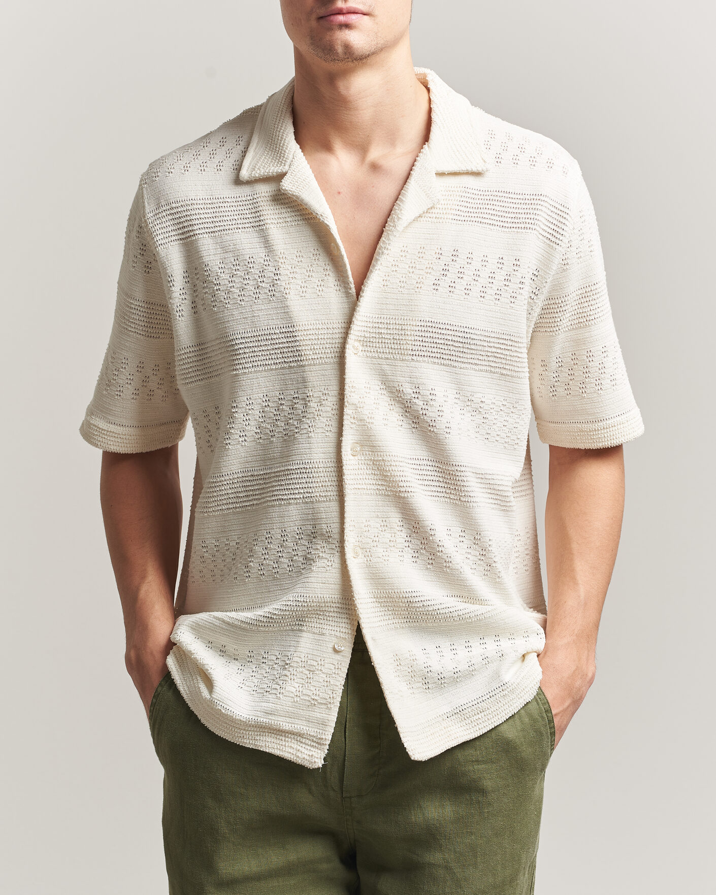 Homme | Chemises | Samsøe Samsøe | Martin Knitted Short Sleeve Shirt Clear Cream