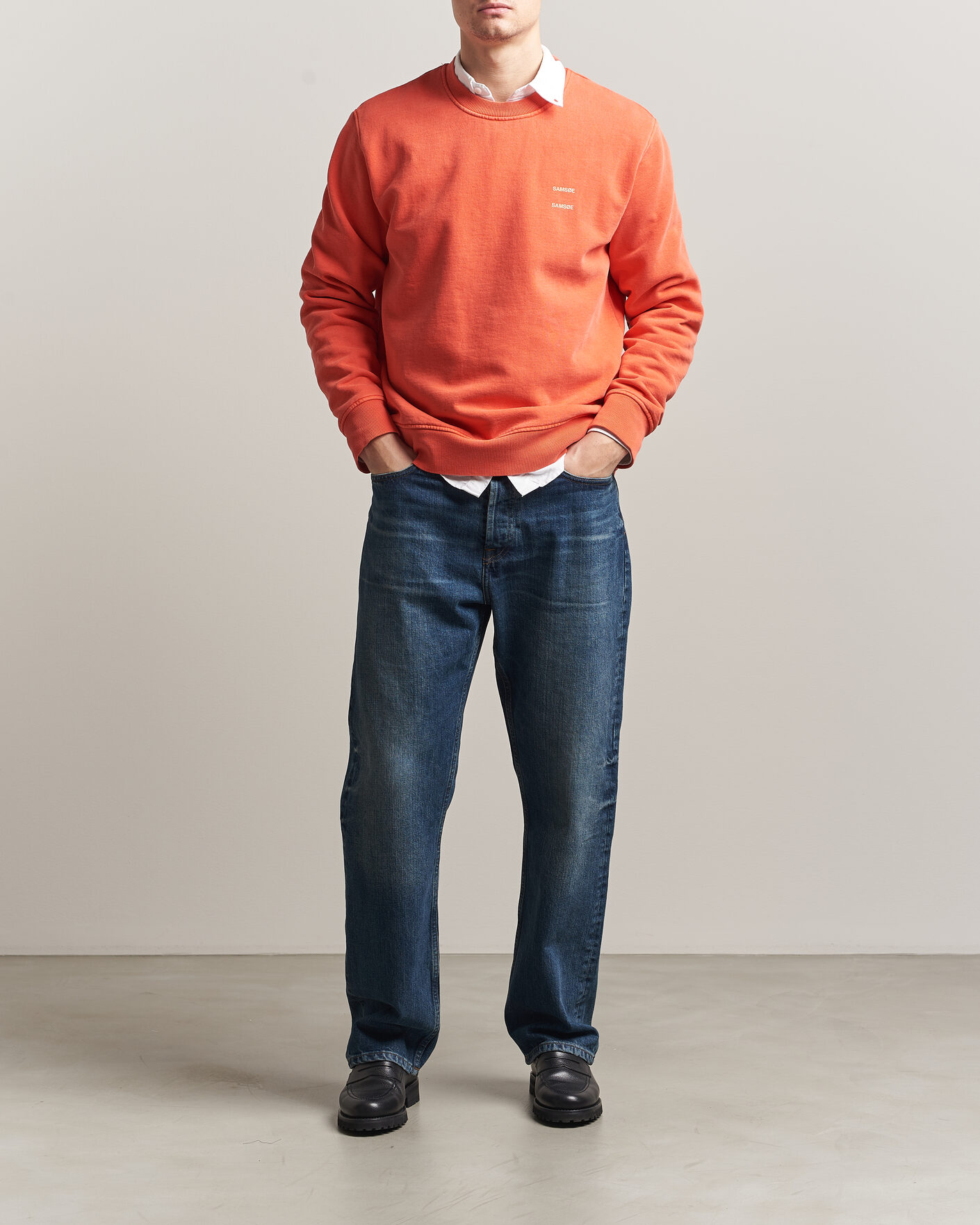 Homme | Pulls Et Tricots | Samsøe Samsøe | Joel Washed Organic Cotton Sweatshirt Aurora Red
