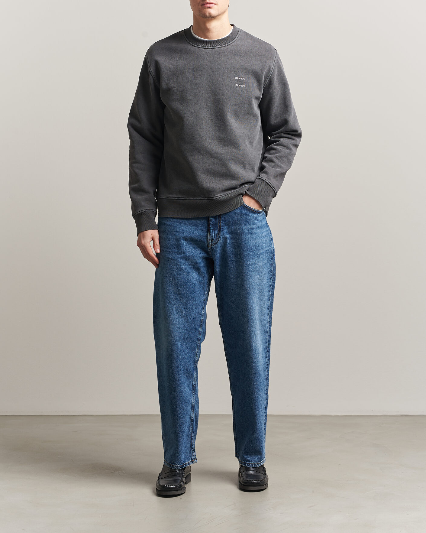 Homme | Pulls Et Tricots | Samsøe Samsøe | Joel Washed Organic Cotton Sweatshirt Black