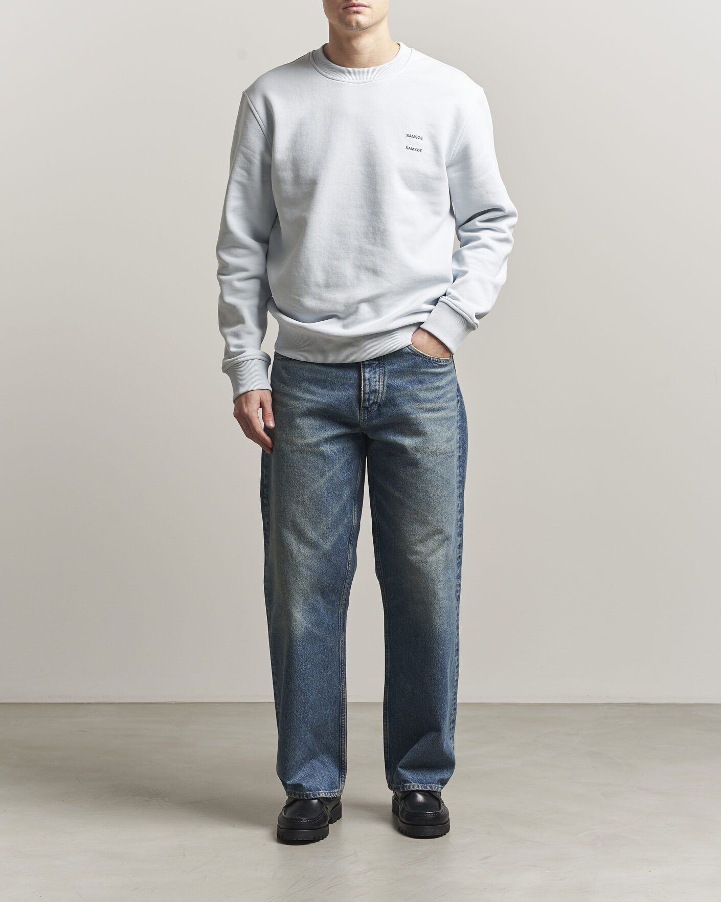 Homme | Pulls Et Tricots | Samsøe Samsøe | Joel Organic Cotton Sweatshirt Skywriting