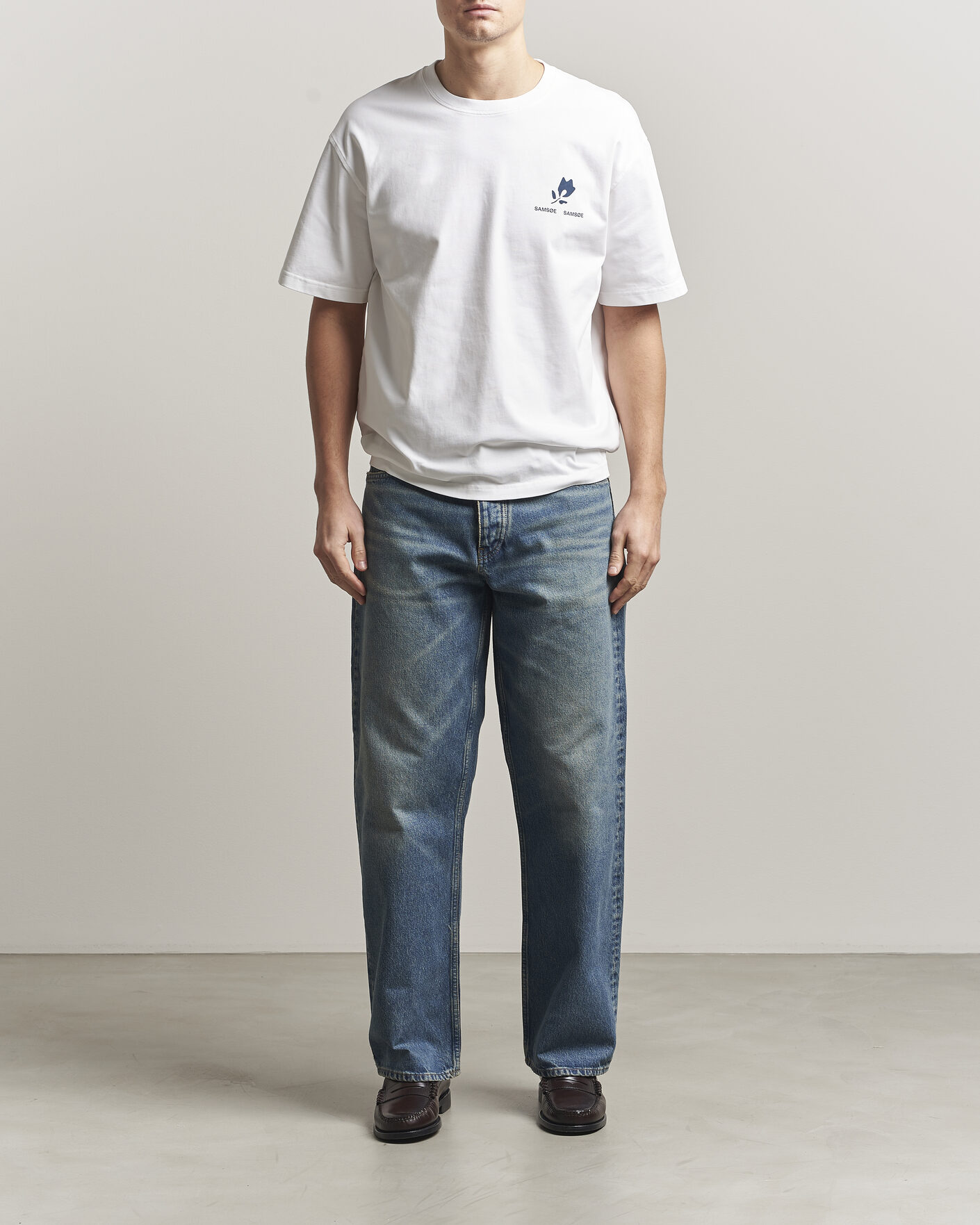 Homme | T-shirts | Samsøe Samsøe | Cohen Printed Crew Neck T-Shirt White