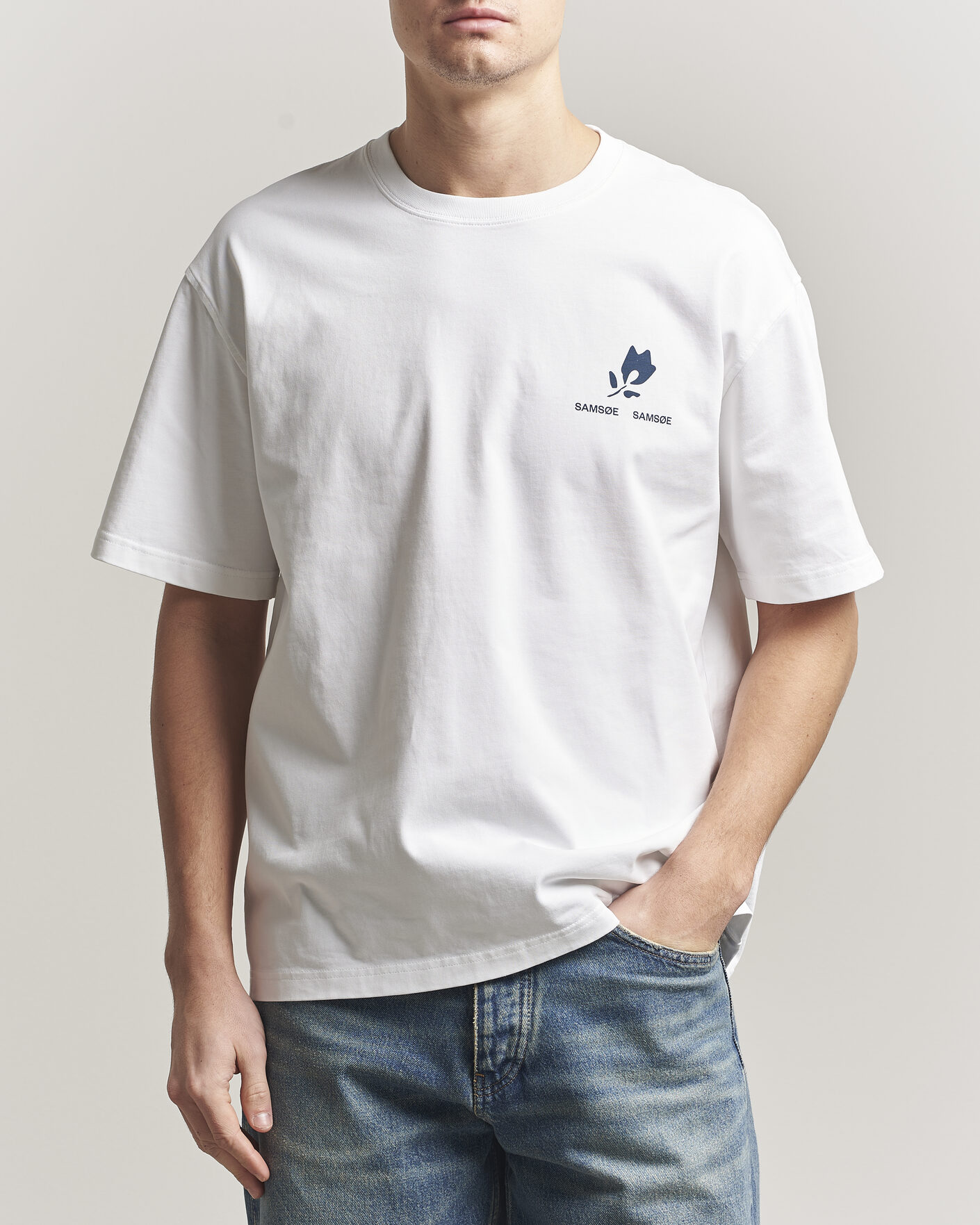 Homme | T-shirts | Samsøe Samsøe | Cohen Printed Crew Neck T-Shirt White