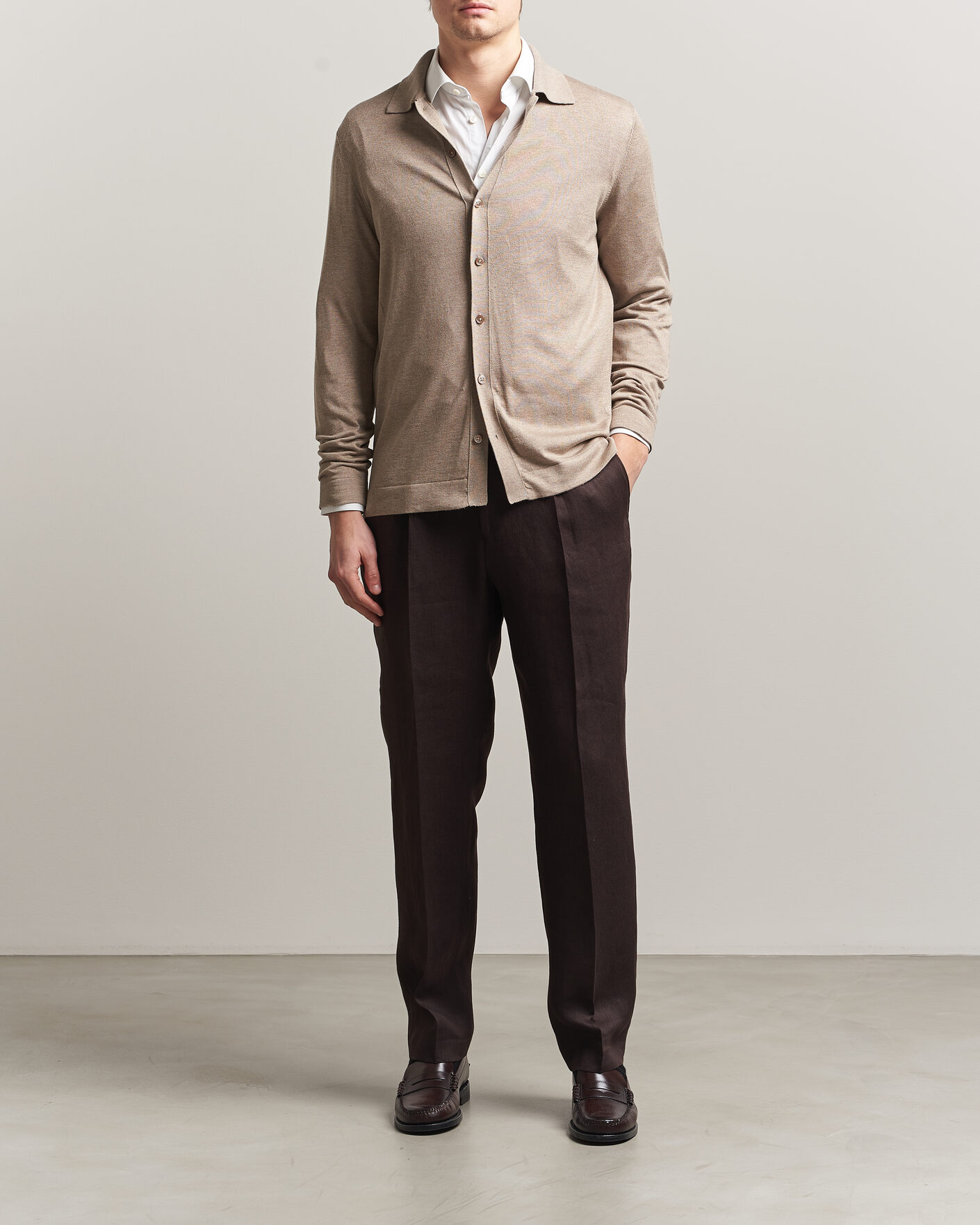 Homme | Pulls Et Tricots | Stenströms | Silk/Cashmere Cardigan Taupe