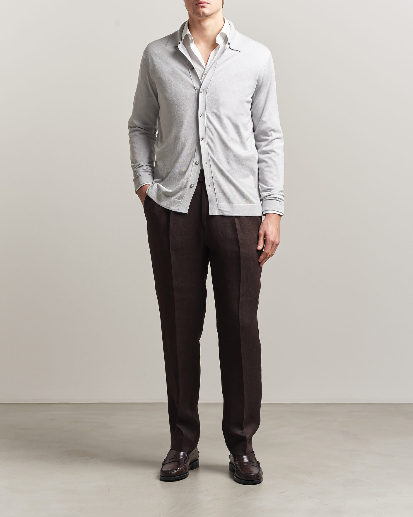 Homme | Pulls Et Tricots | Stenströms | Silk/Cashmere Cardigan Light Grey