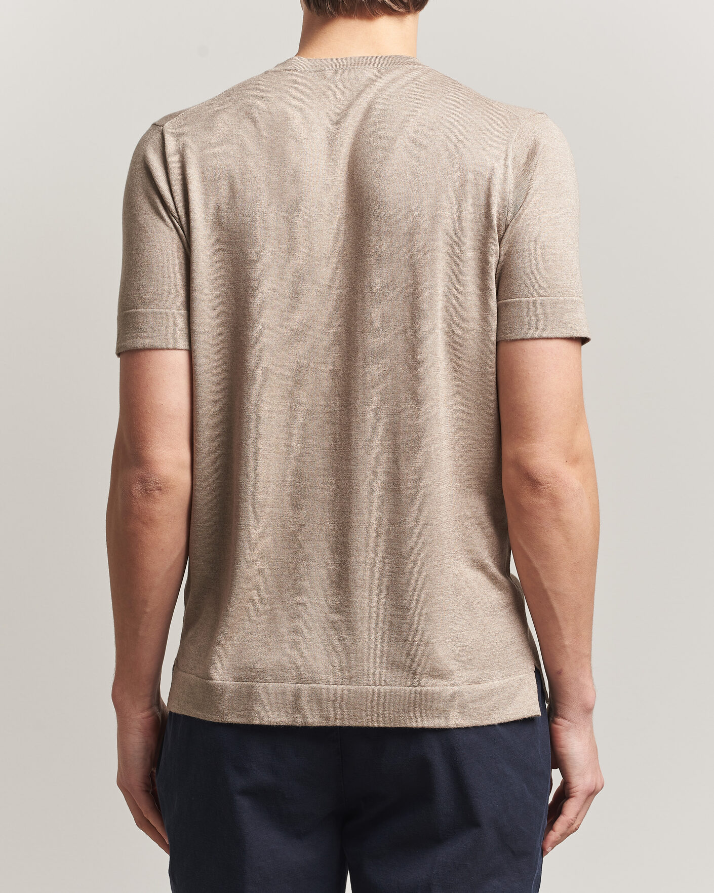 Homme | T-shirts | Stenströms | Silk/Cashmere T-Shirt Taupe