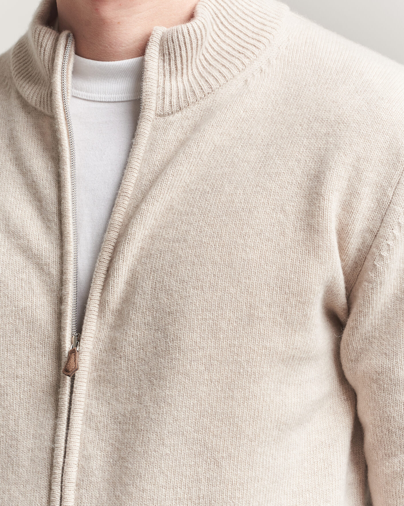 Homme | Pulls Et Tricots | Stenströms | Brushed Merino Full Zip Beige