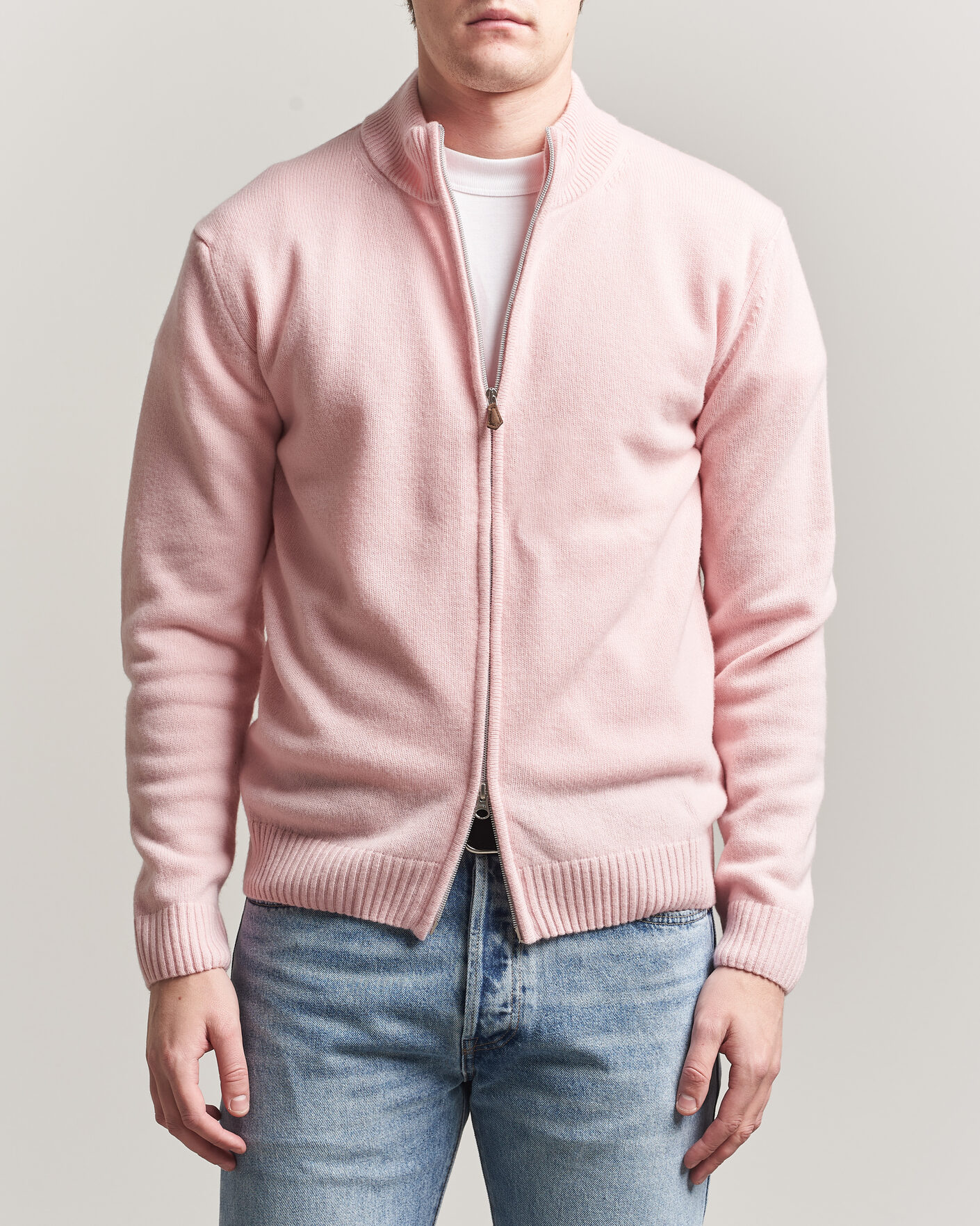Homme | Pulls Et Tricots | Stenströms | Brushed Merino Full Zip Pink