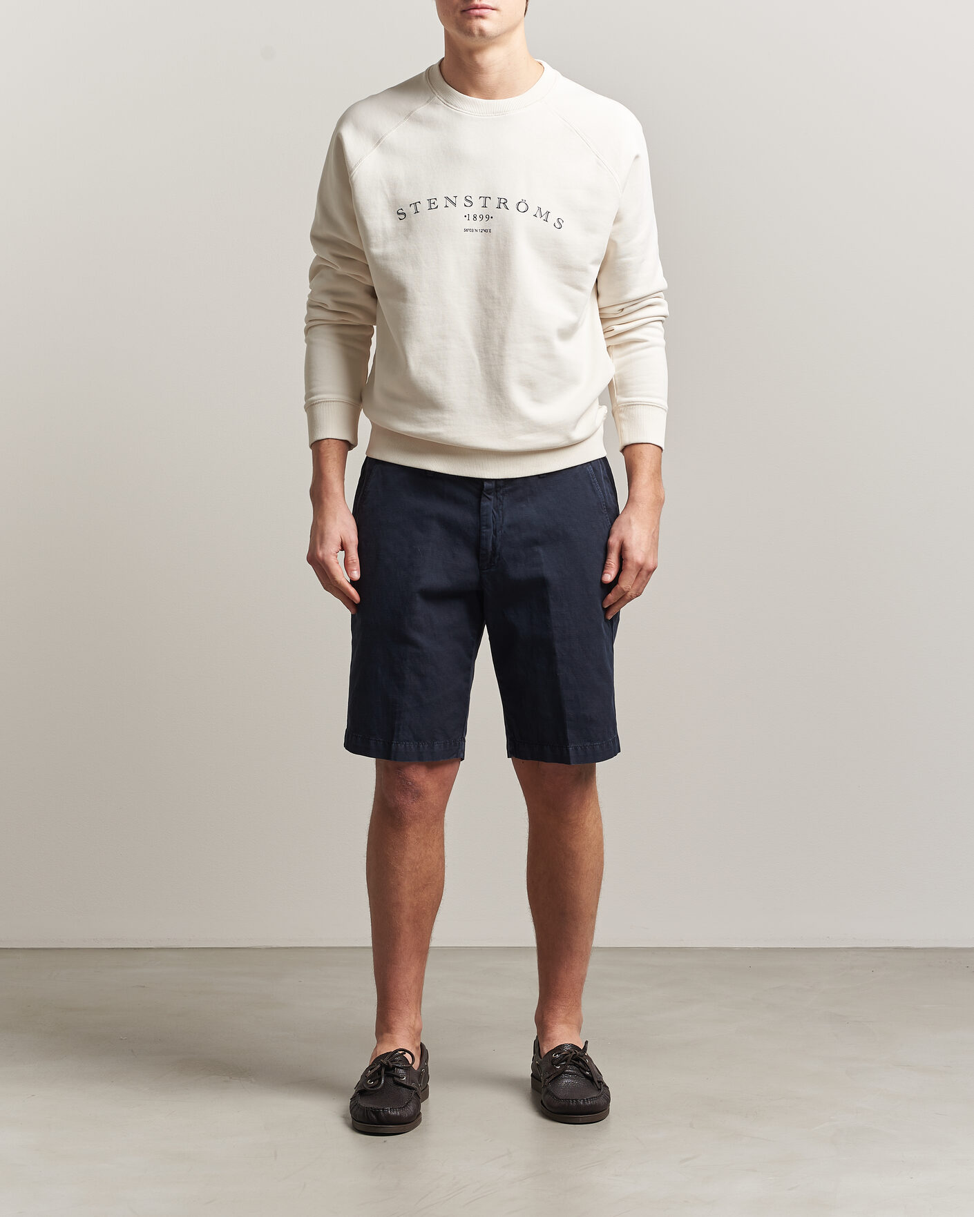 Homme | Pulls Et Tricots | Stenströms | Raglan Crew Logo Sweater White