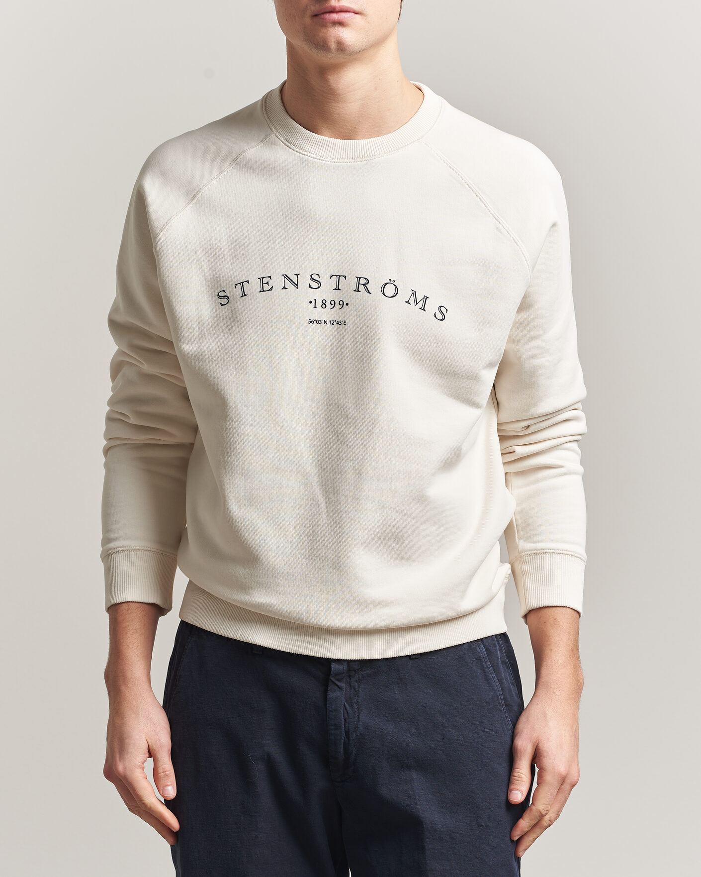 Homme | Pulls Et Tricots | Stenströms | Raglan Crew Logo Sweater White