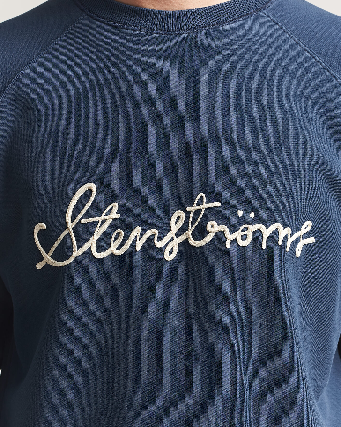 Homme | Pulls Et Tricots | Stenströms | Raglan Crew Logo Sweater Navy