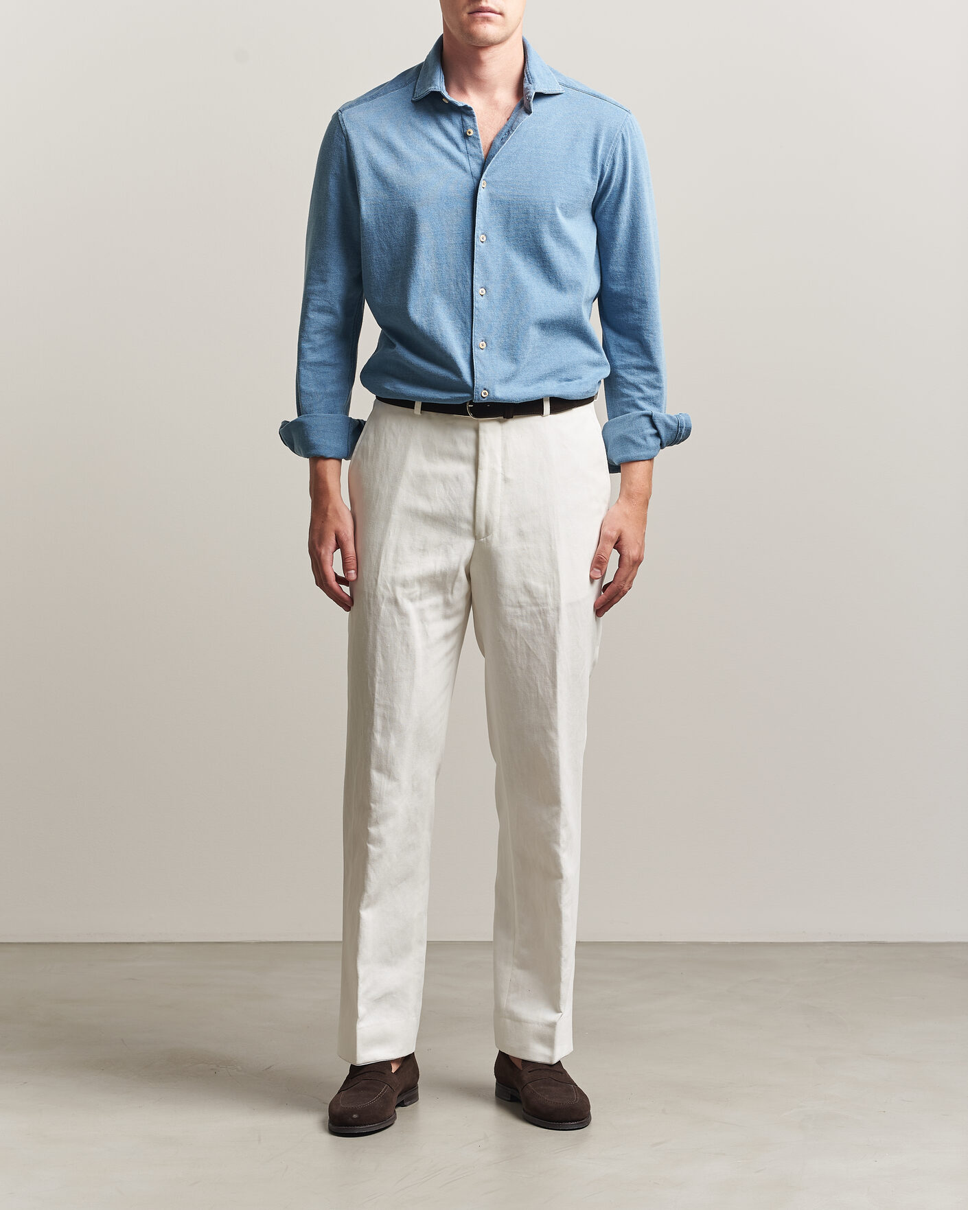 Homme | Chemises | Stenströms | Jersey Denim Shirt Blue