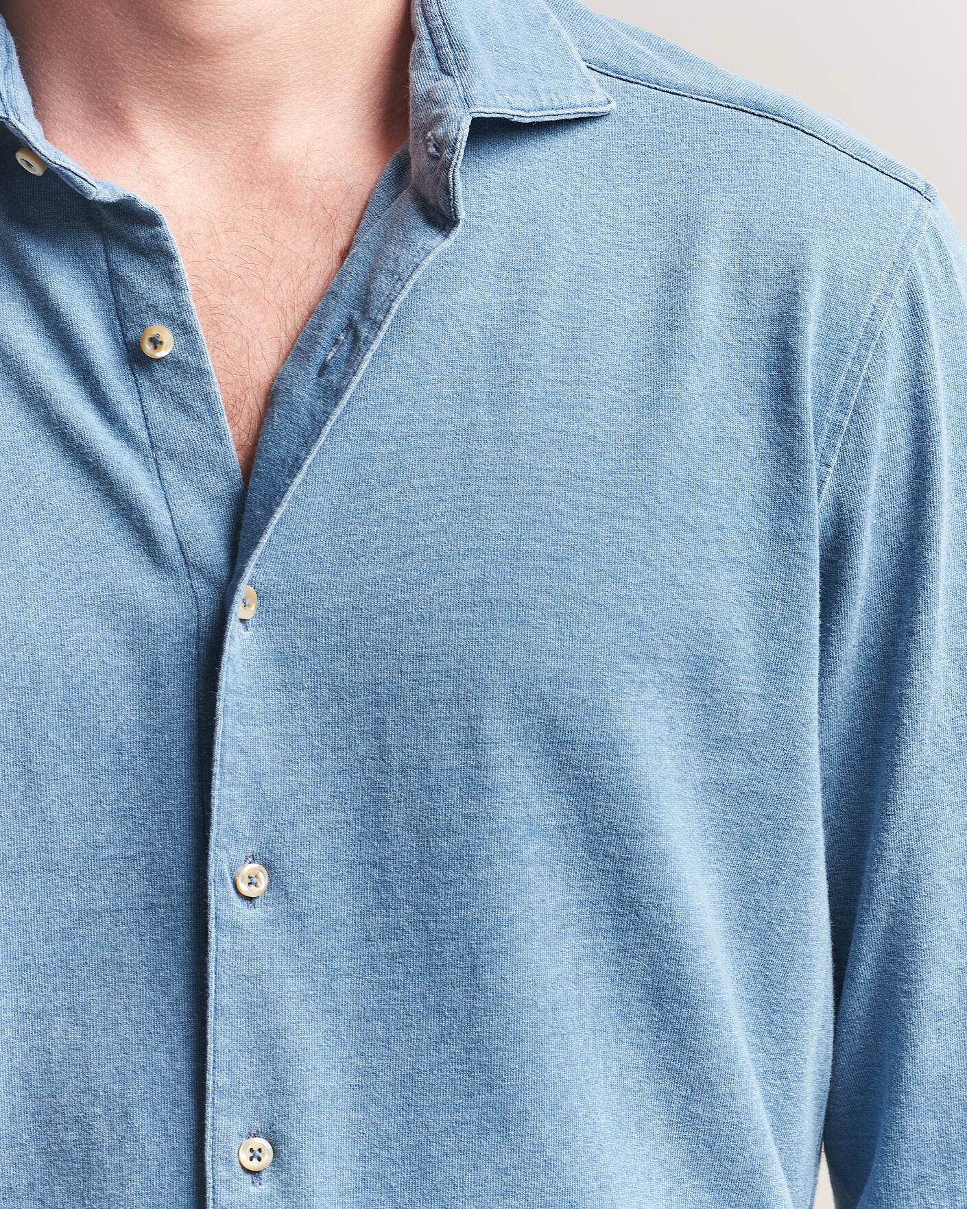 Homme | Chemises | Stenströms | Jersey Denim Shirt Blue