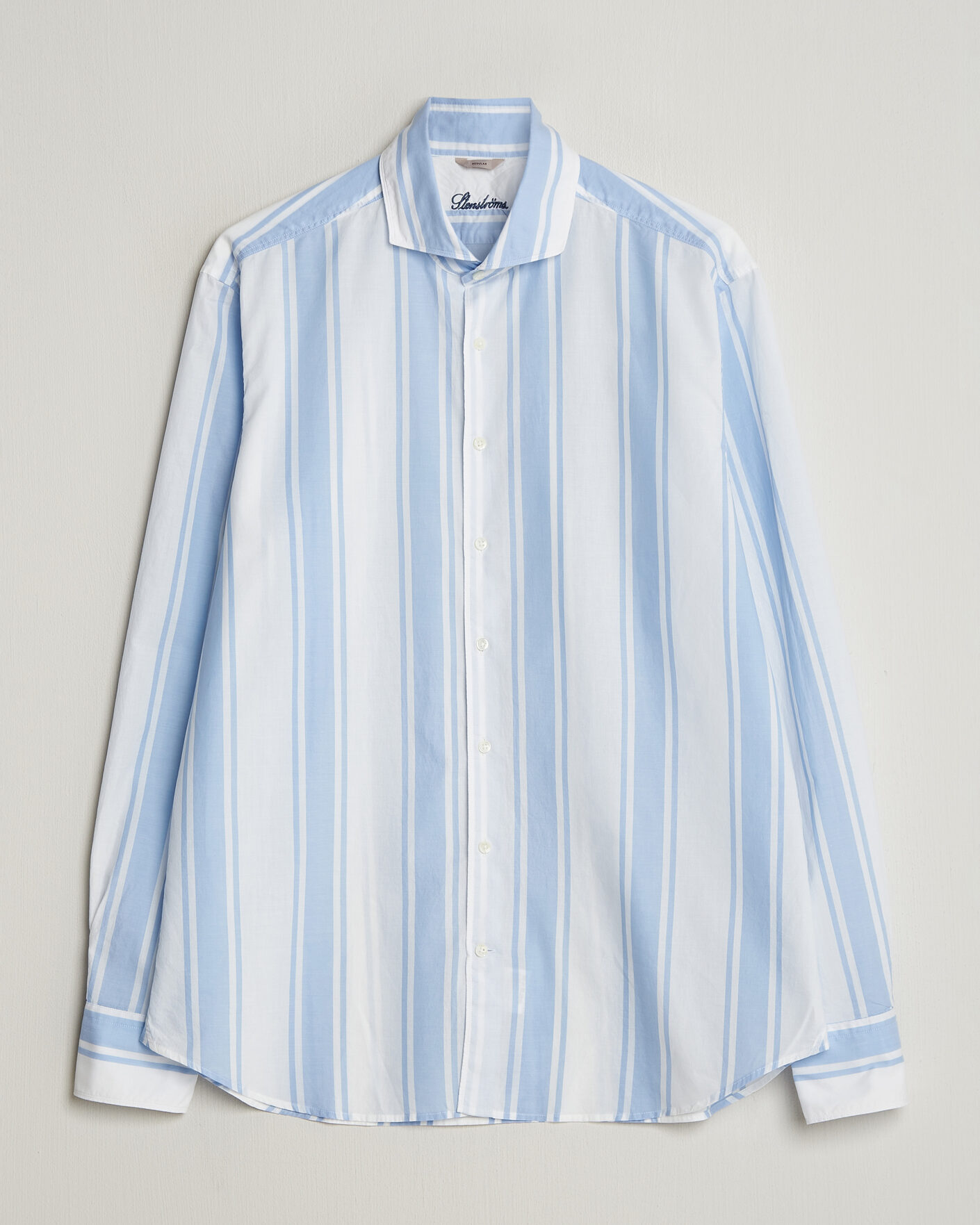 Homme | Chemises | Stenströms | Regular Fit Thin Poplin Stripe Shirt Blue