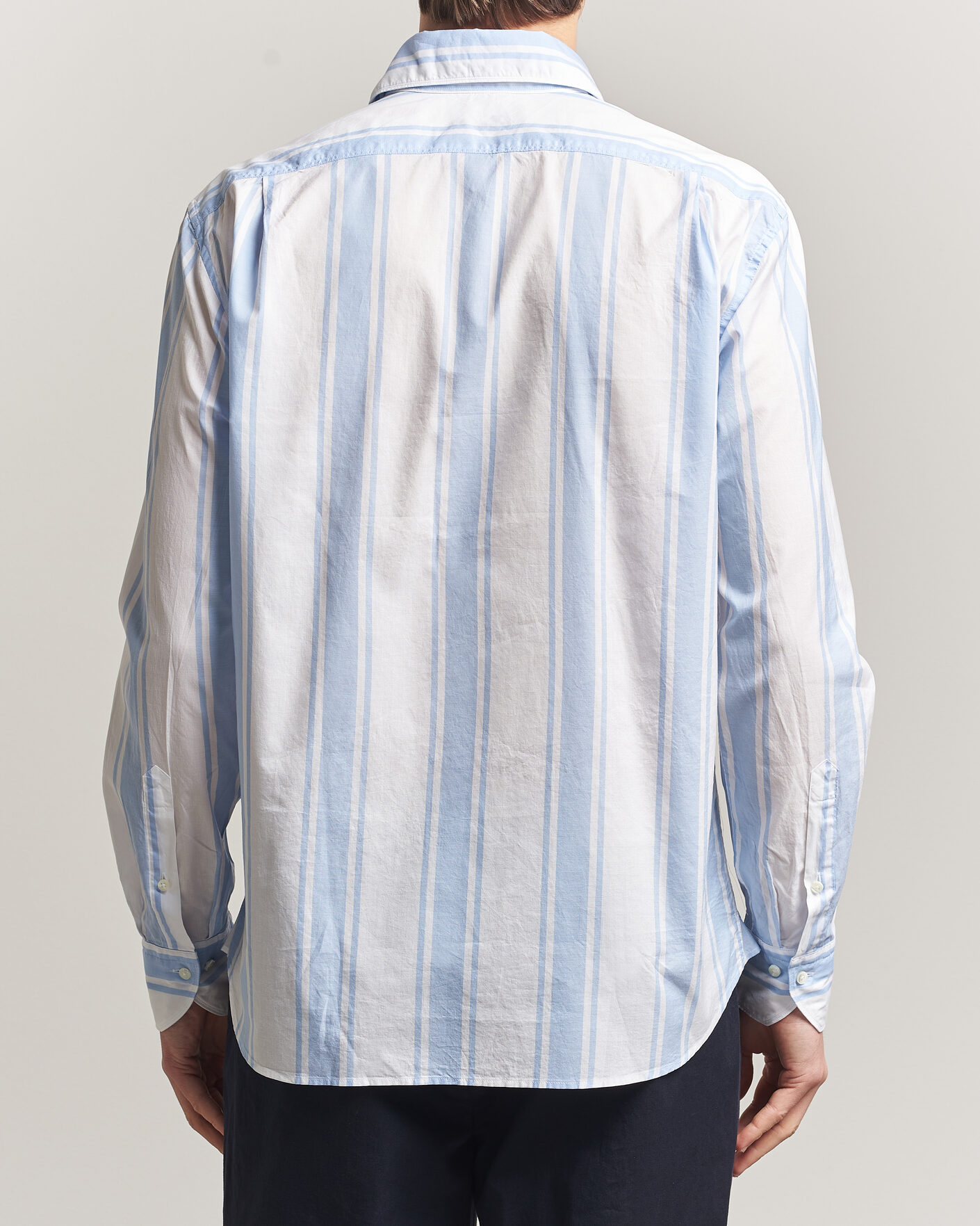 Homme | Chemises | Stenströms | Regular Fit Thin Poplin Stripe Shirt Blue