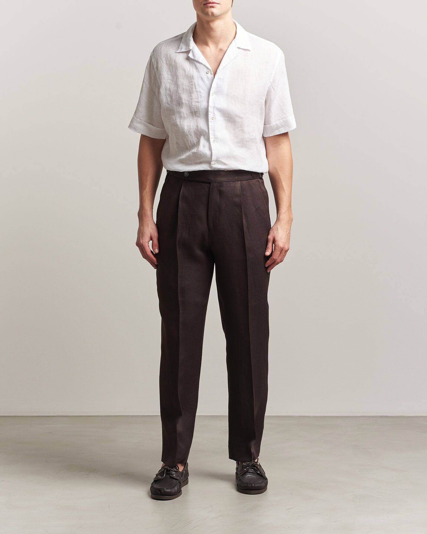Homme | Chemises | Stenströms | Short Sleeve Linen Shirt White