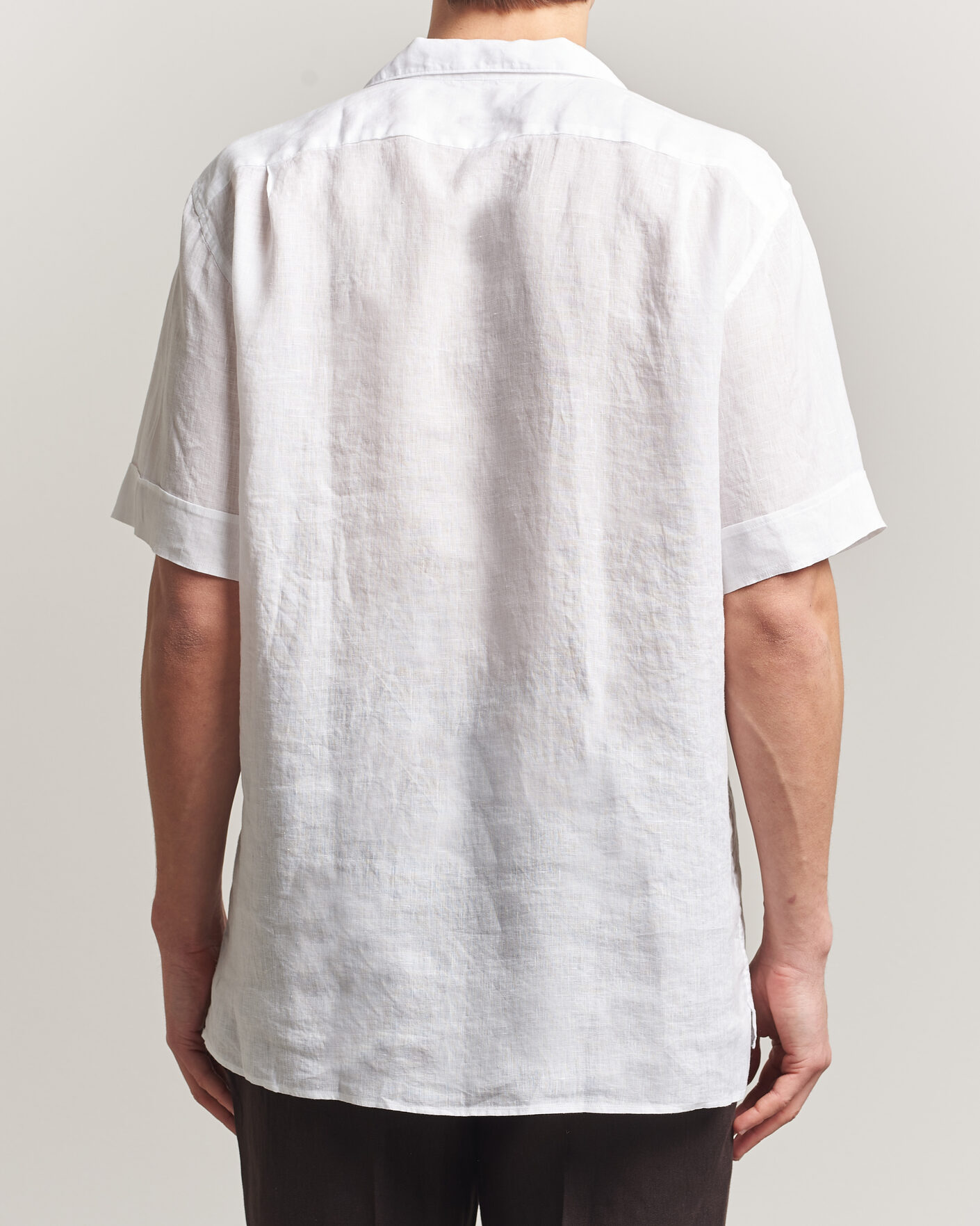 Homme | Chemises | Stenströms | Short Sleeve Linen Shirt White
