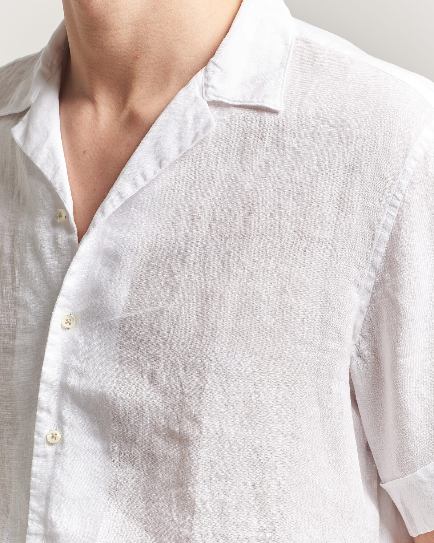 Homme | Chemises | Stenströms | Short Sleeve Linen Shirt White