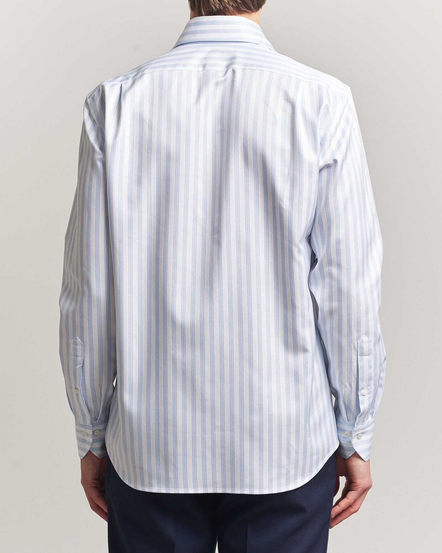 Homme | Chemises | Stenströms | Regular Fit One Piece Collar Striped Shirt Blue