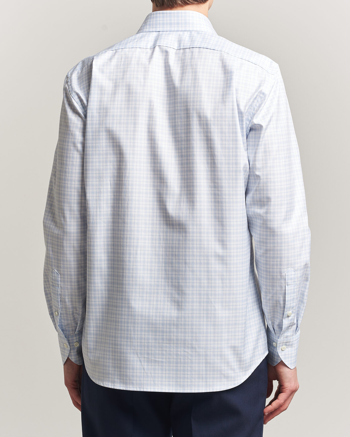 Homme | Chemises | Stenströms | Regular Fit Checked Twill Shirt Light Blue