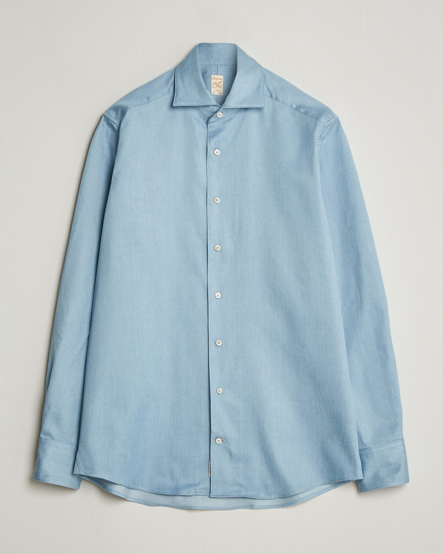 Homme | Chemises | Stenströms | 1899 Slim One Piece Washed Denim Shirt Blue