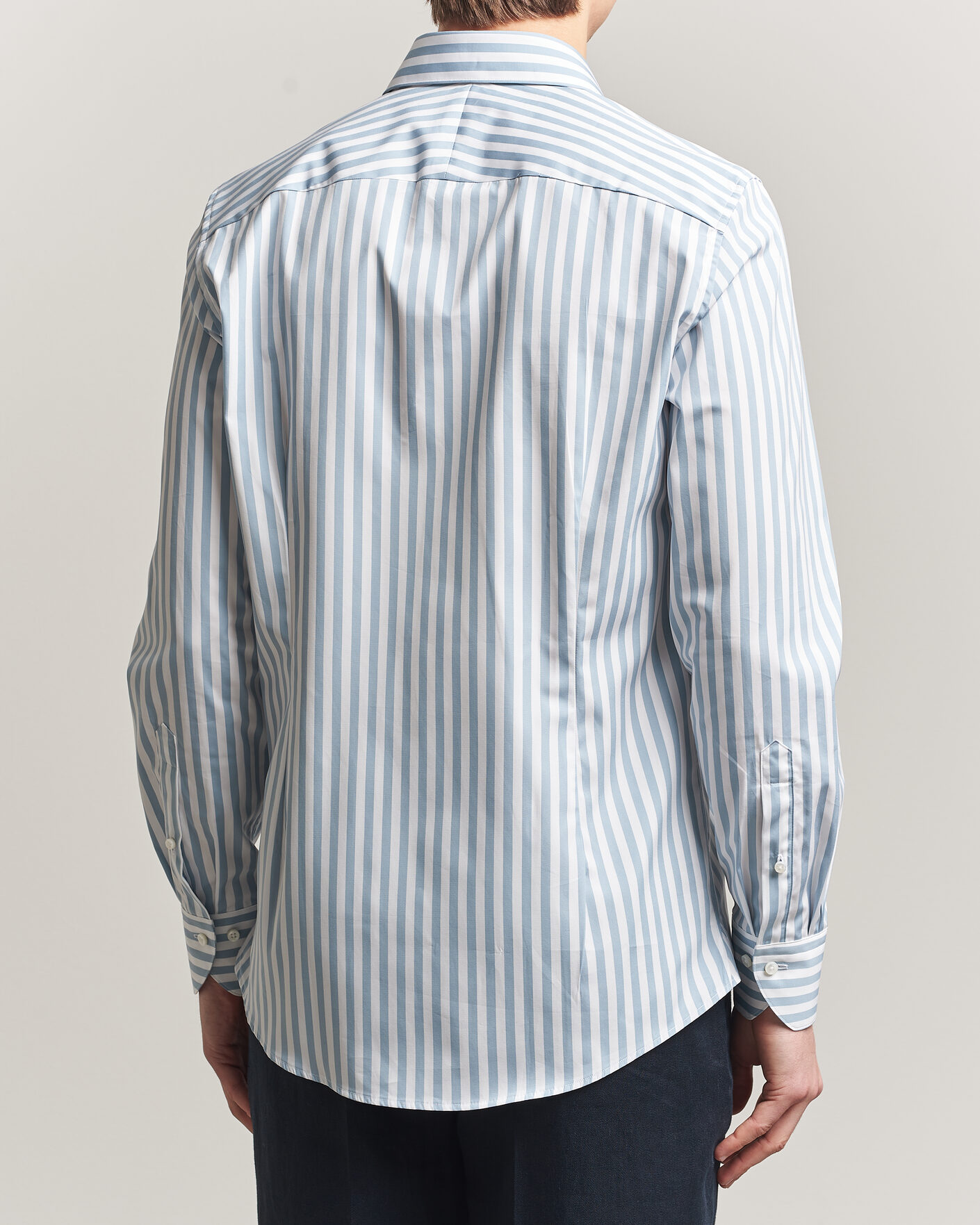 Homme | Chemises | Stenströms | 1899 Cotton Twill Striped Shirt Blue