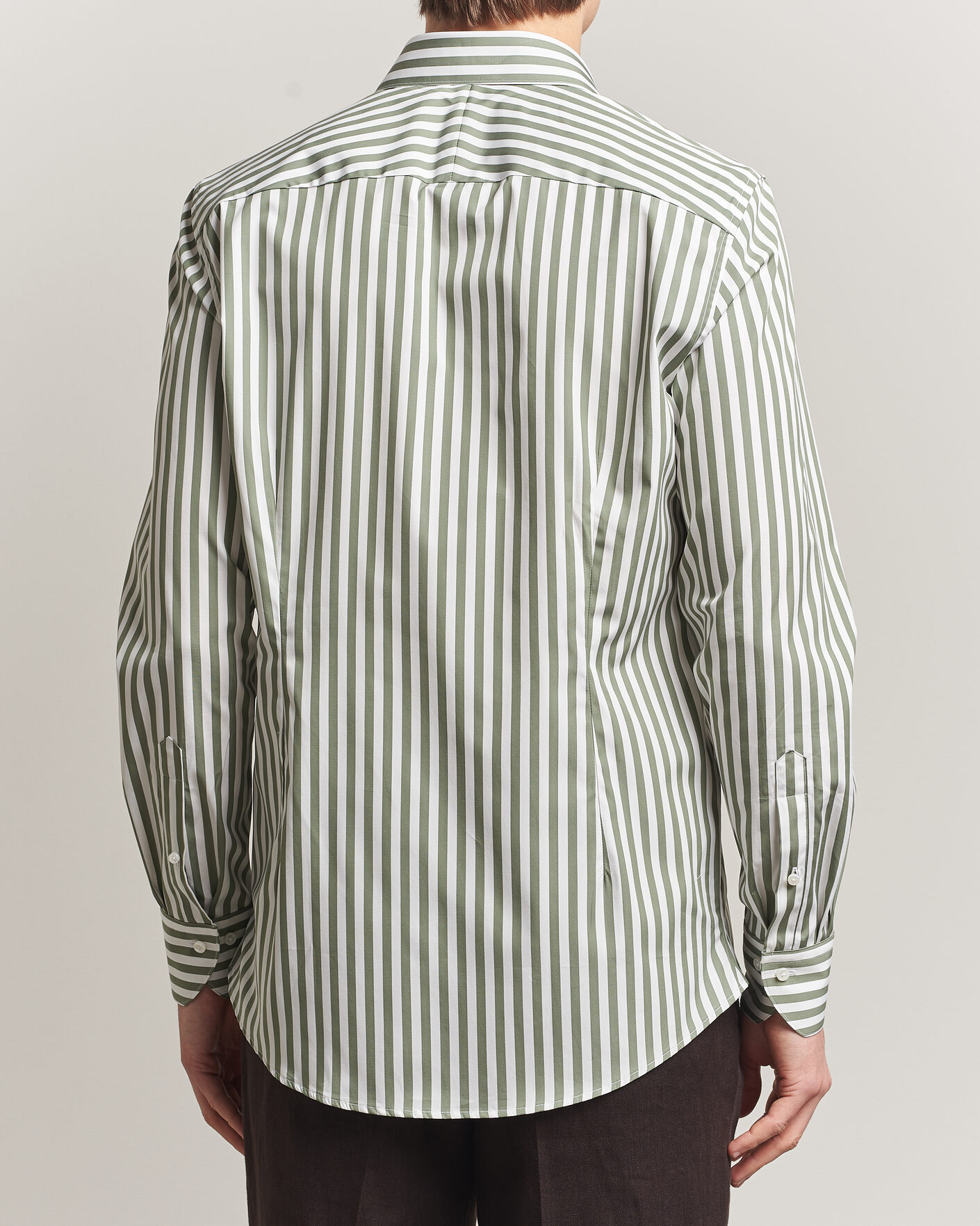 Homme | Chemises | Stenströms | 1899 Cotton Twill Striped Shirt Green