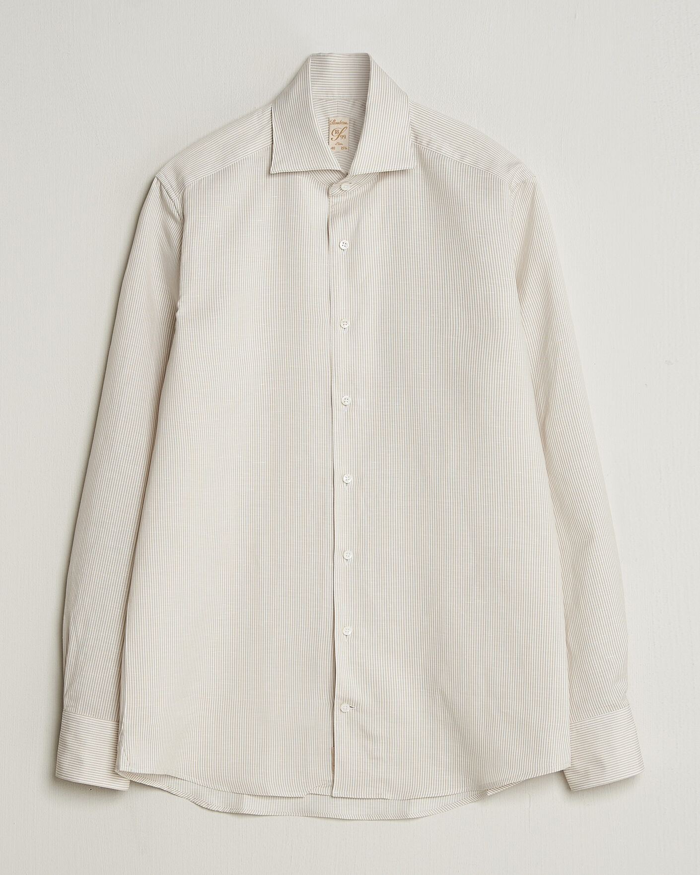 Homme | Chemises | Stenströms | 1899 Cotton/Linen/Silk Striped Shirt Beige