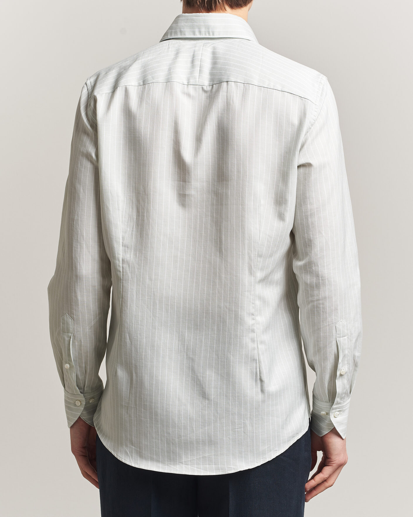 Homme | Chemises | Stenströms | 1899 Cotton/Linen/Silk Striped Shirt Green