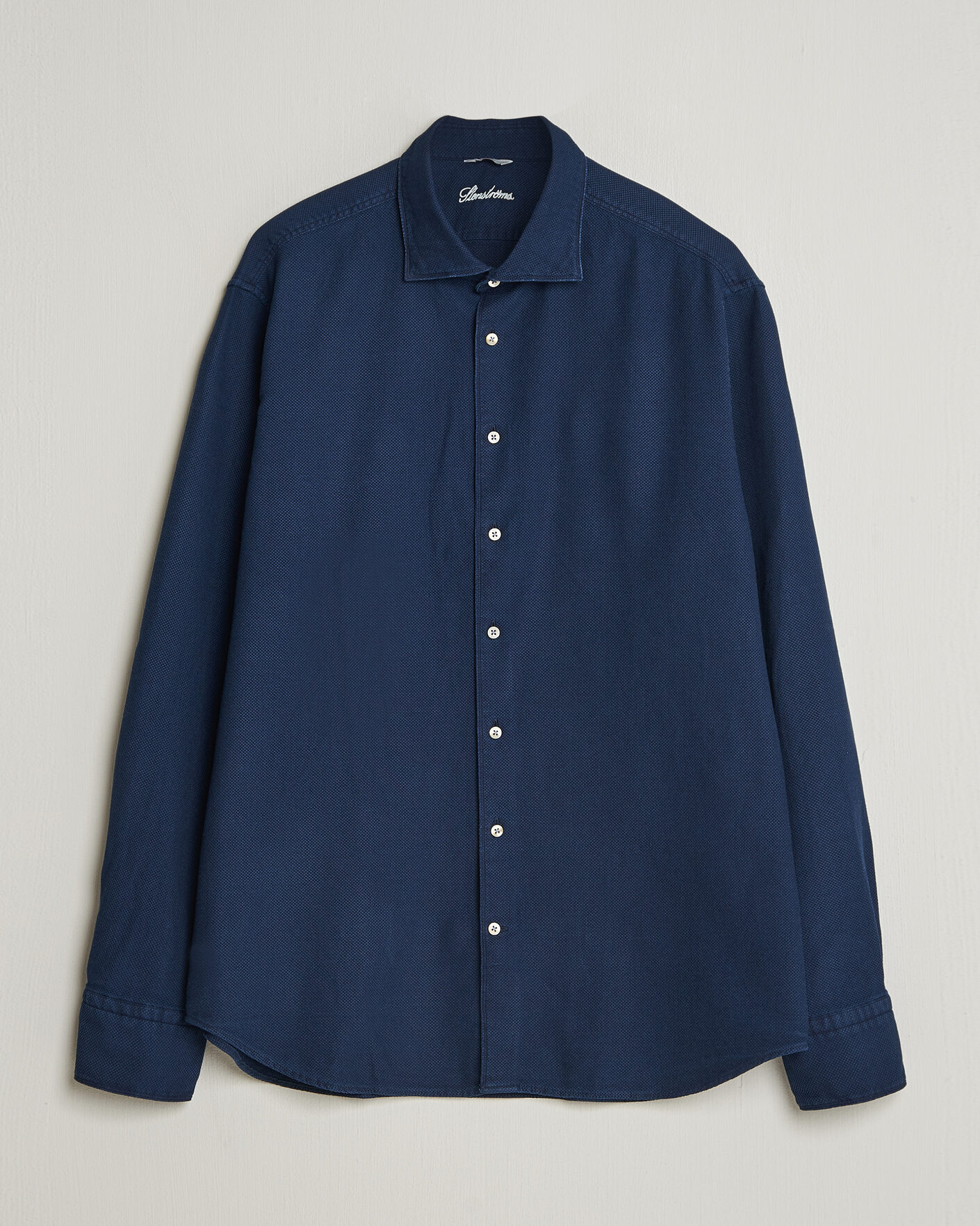 Homme | Chemises | Stenströms | Regular Fit Structured Denim Shirt Navy