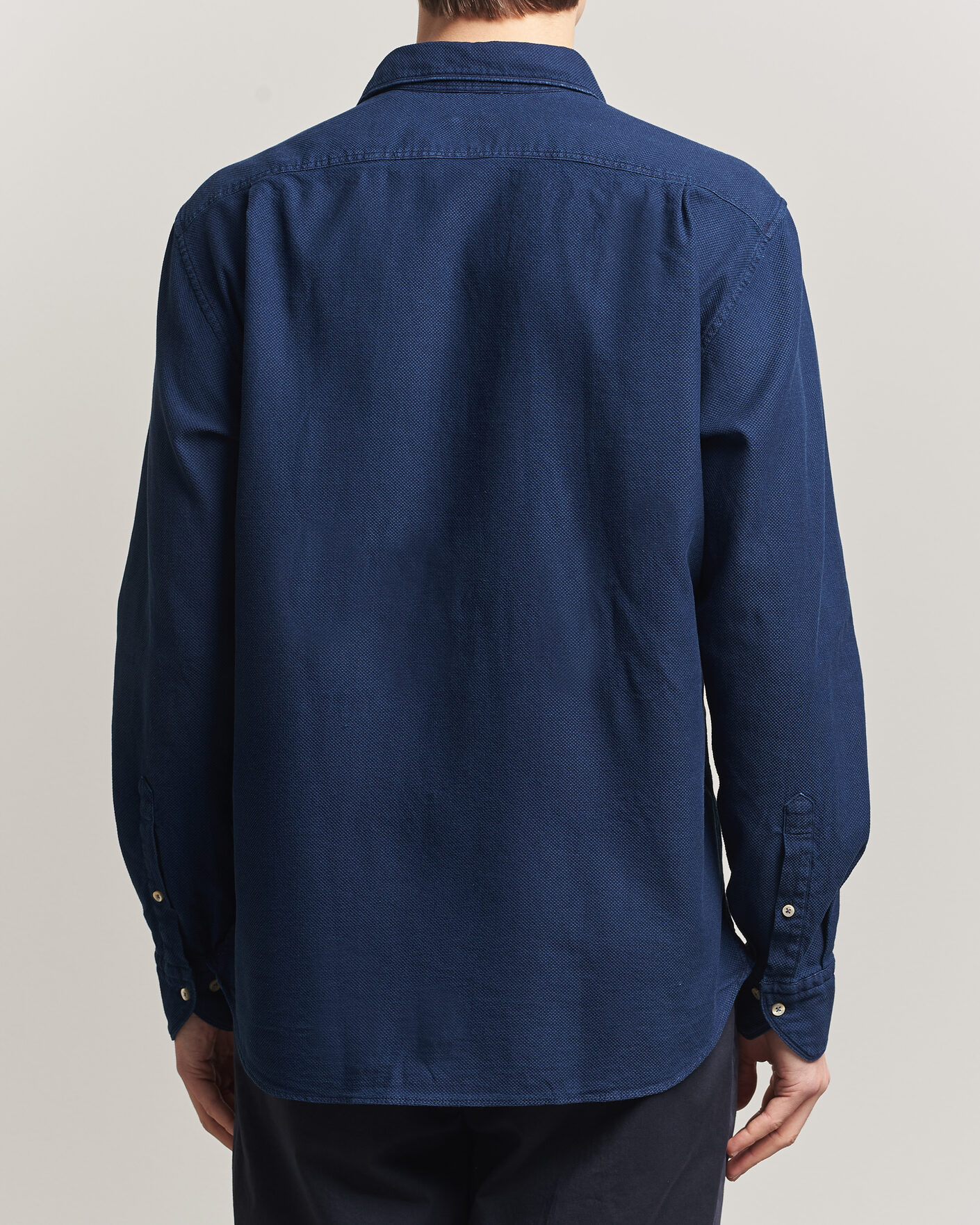 Homme | Chemises | Stenströms | Regular Fit Structured Denim Shirt Navy