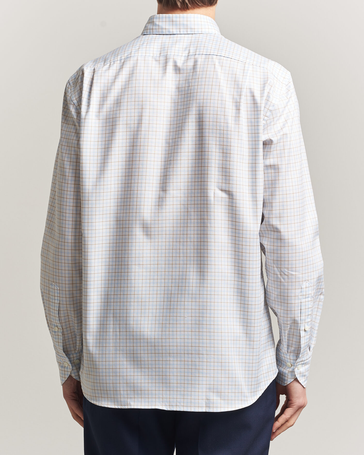 Homme | Chemises | Stenströms | Regular Fit Checked Oxford Shirt Blue