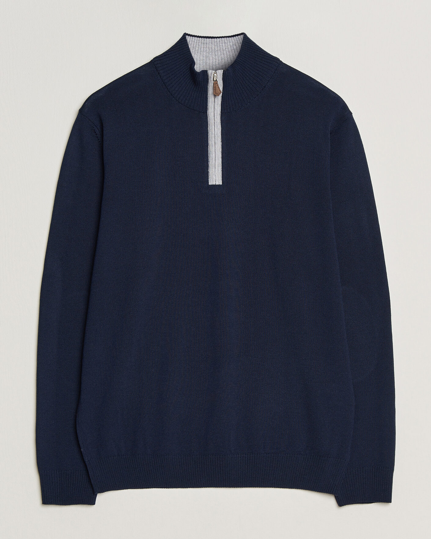 Homme | Pulls Et Tricots | Stenströms | Merino Contrast Half-Zip Navy