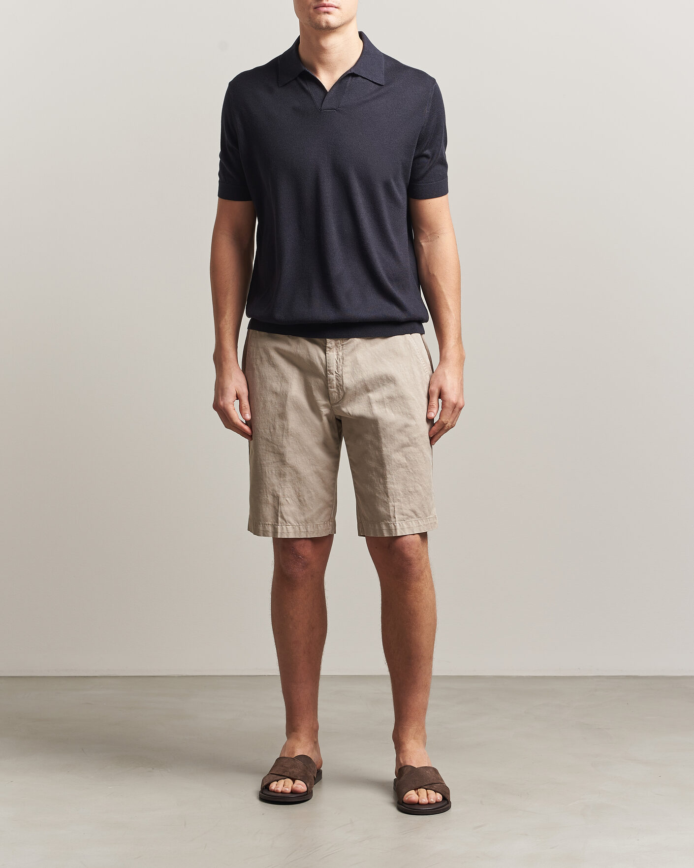 Homme | Polos | Stenströms | Silk/Cashmere Polo Navy