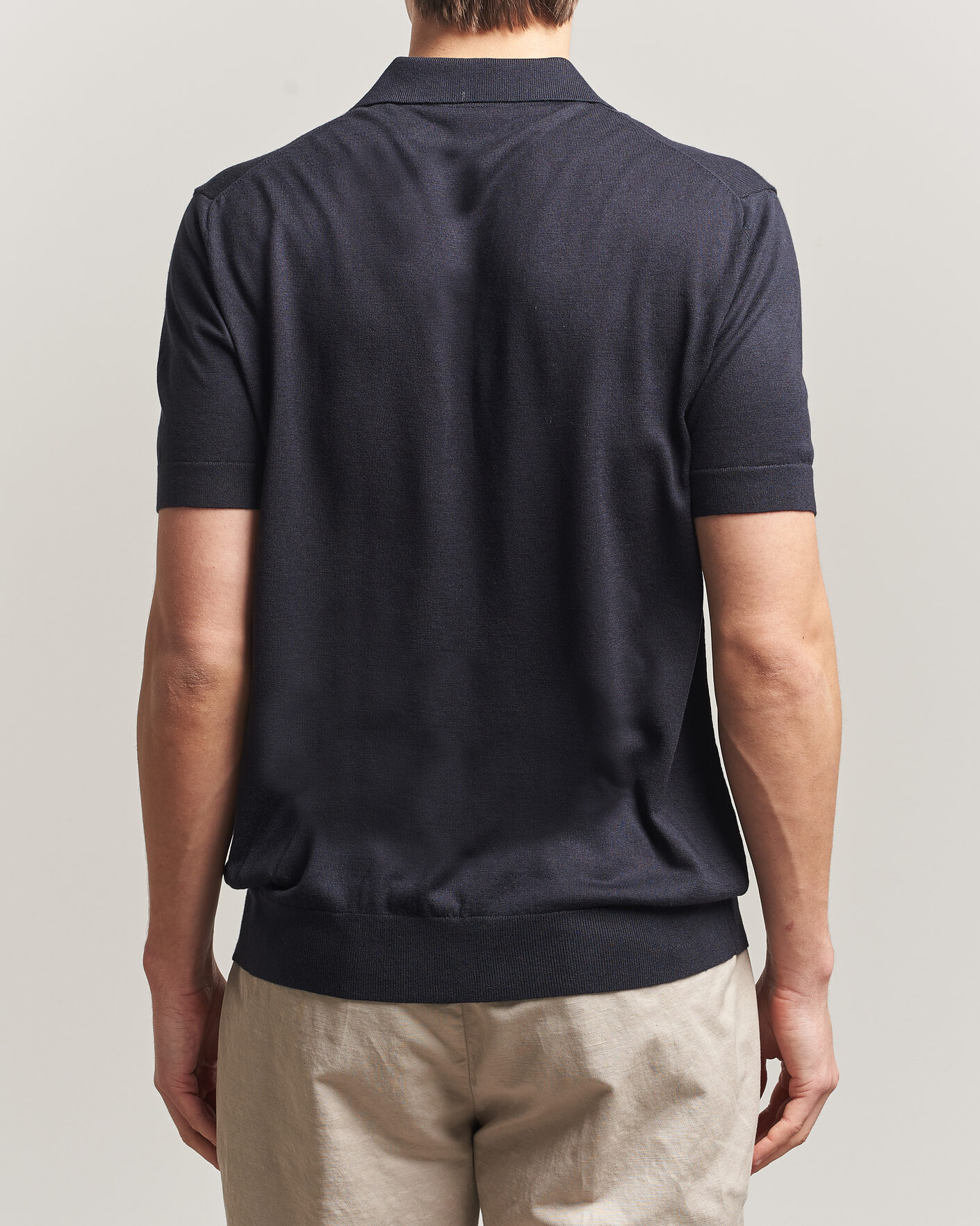 Homme | Polos | Stenströms | Silk/Cashmere Polo Navy