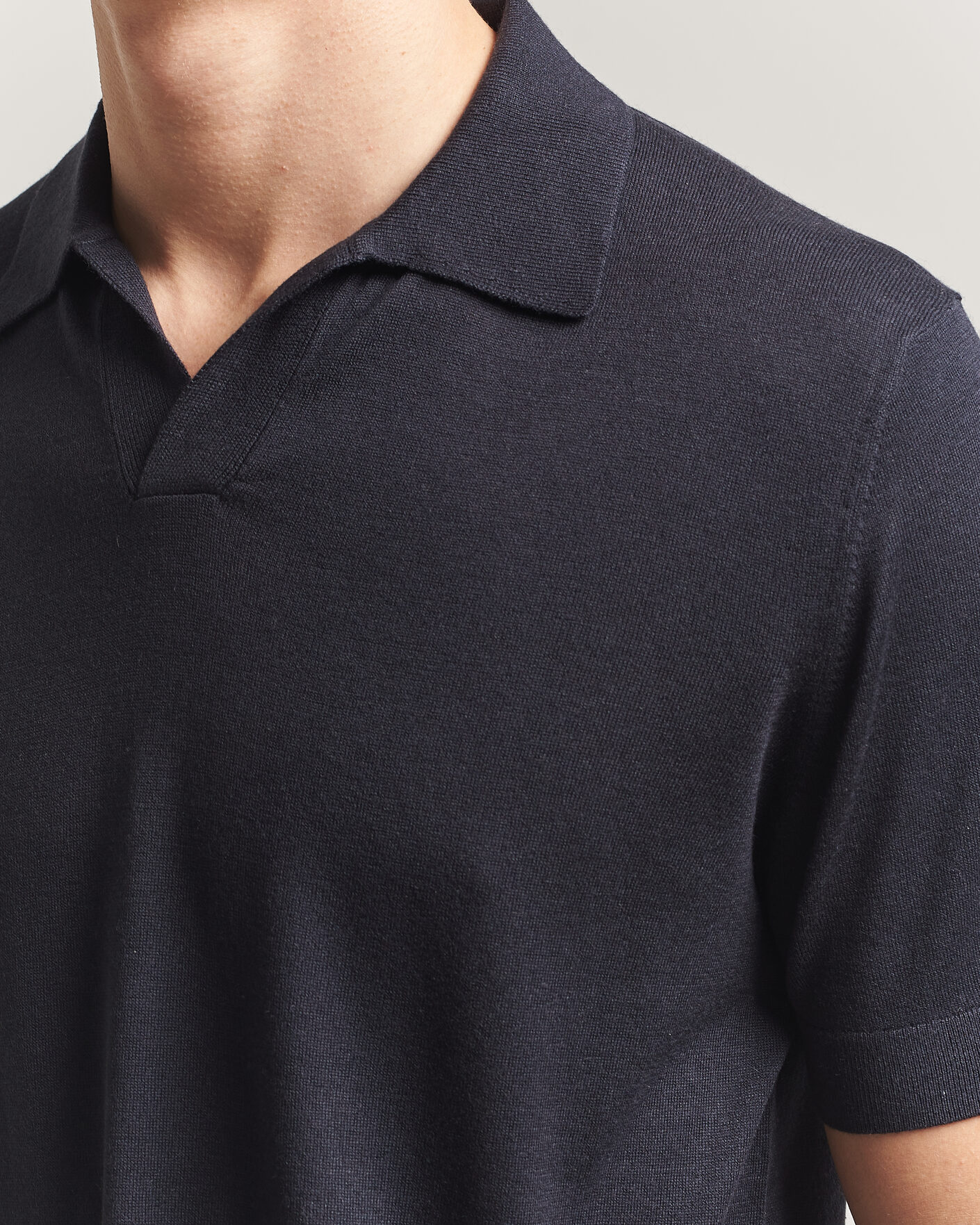 Homme | Polos | Stenströms | Silk/Cashmere Polo Navy
