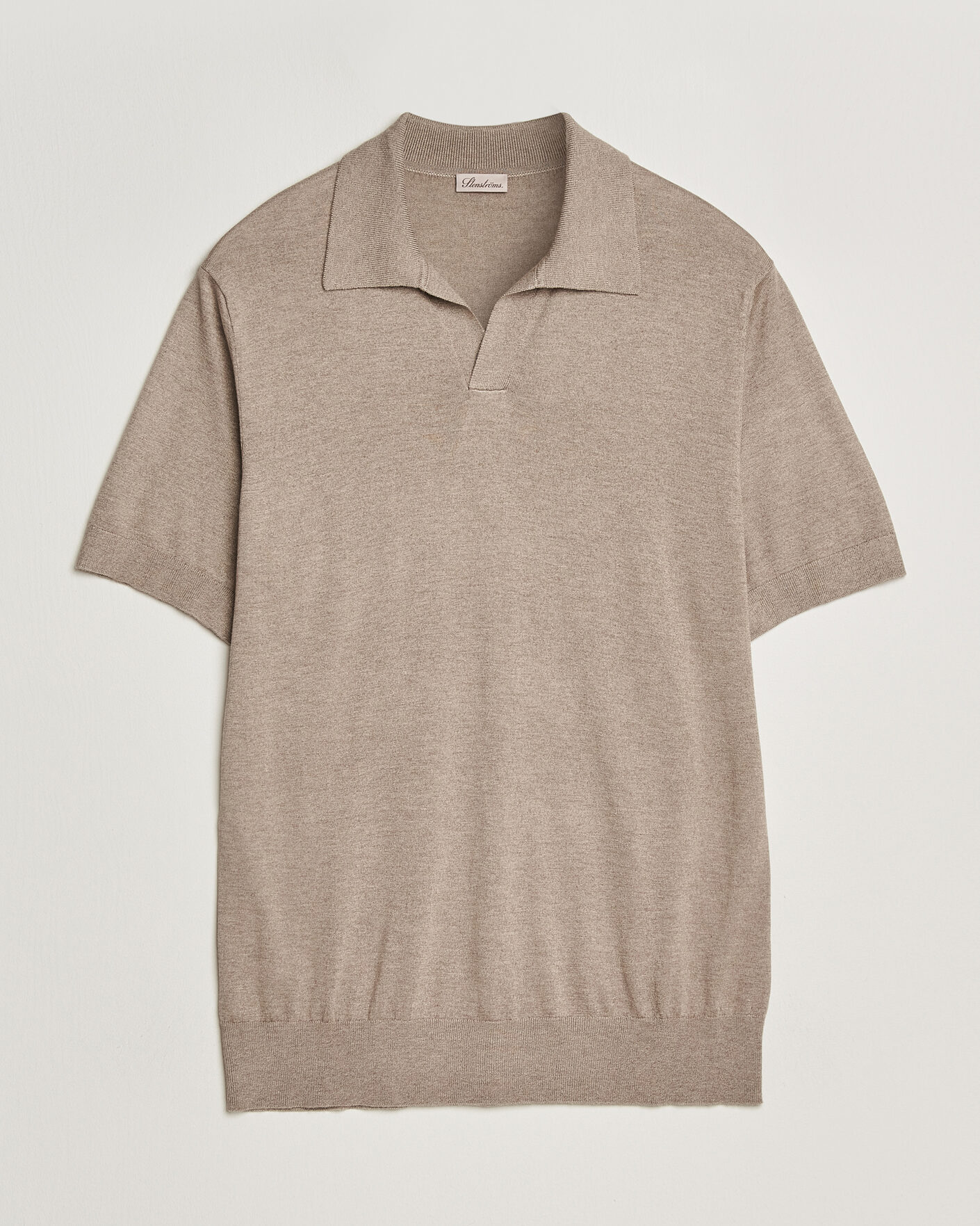 Homme | Polos | Stenströms | Silk/Cashmere Polo Taupe