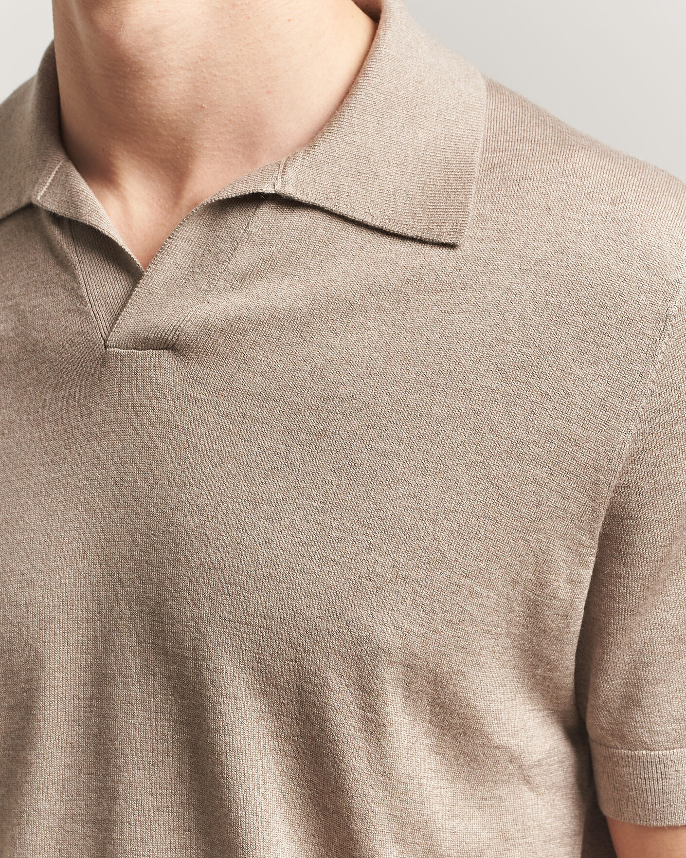 Homme | Polos | Stenströms | Silk/Cashmere Polo Taupe
