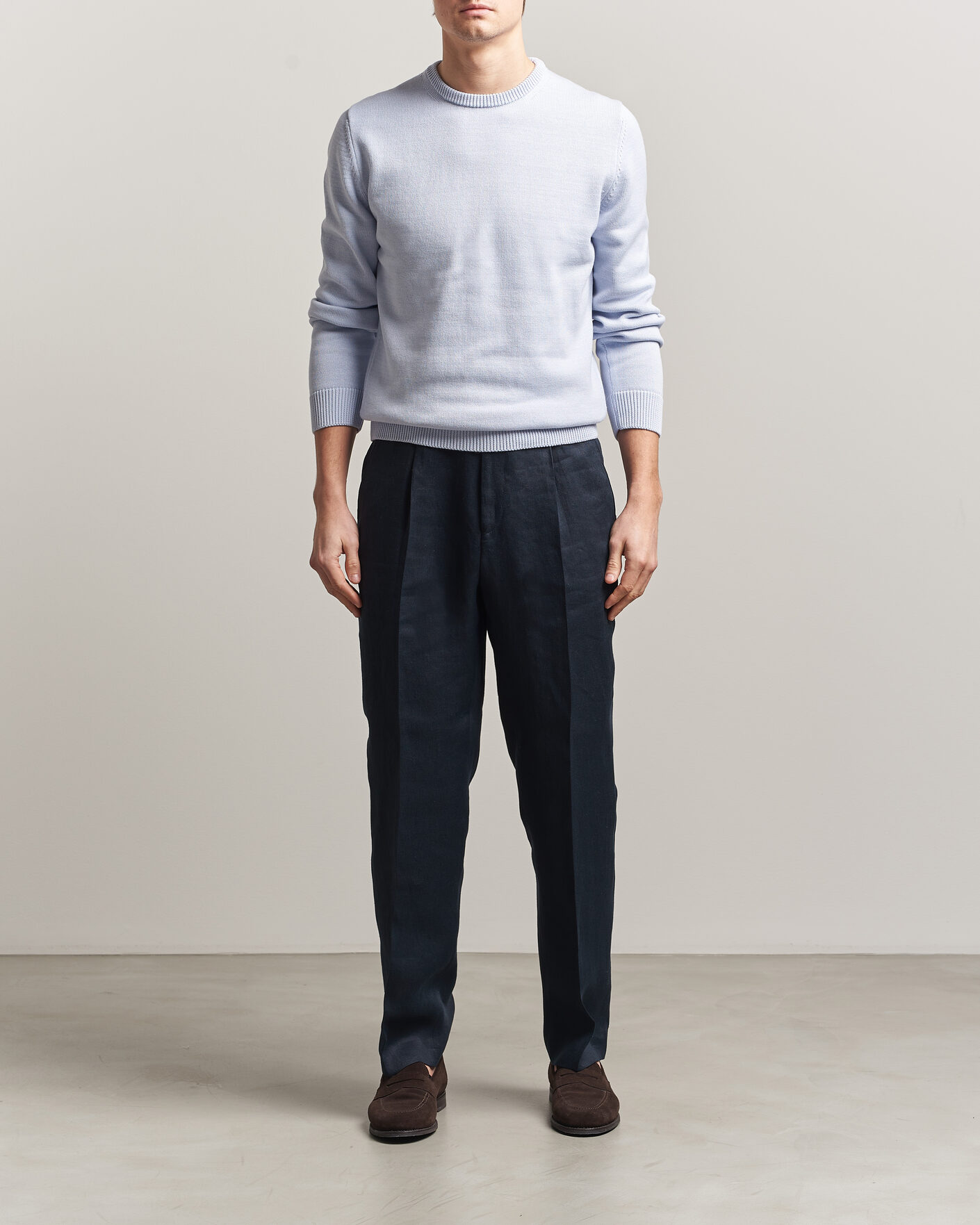 Homme | Pulls Et Tricots | Stenströms | Organic Cotton Knitted Sweater Light Blue