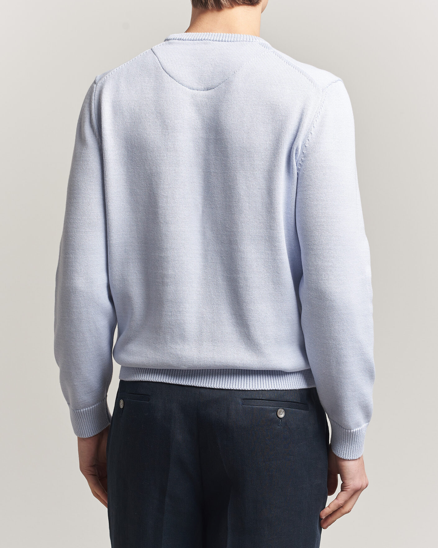 Homme | Pulls Et Tricots | Stenströms | Organic Cotton Knitted Sweater Light Blue