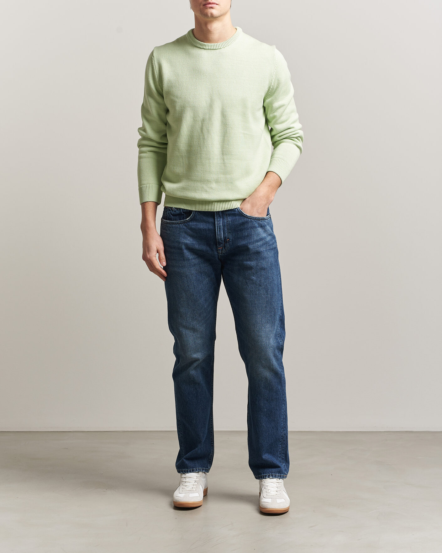 Homme | Pulls Et Tricots | Stenströms | Organic Cotton Knitted Sweater Light Green