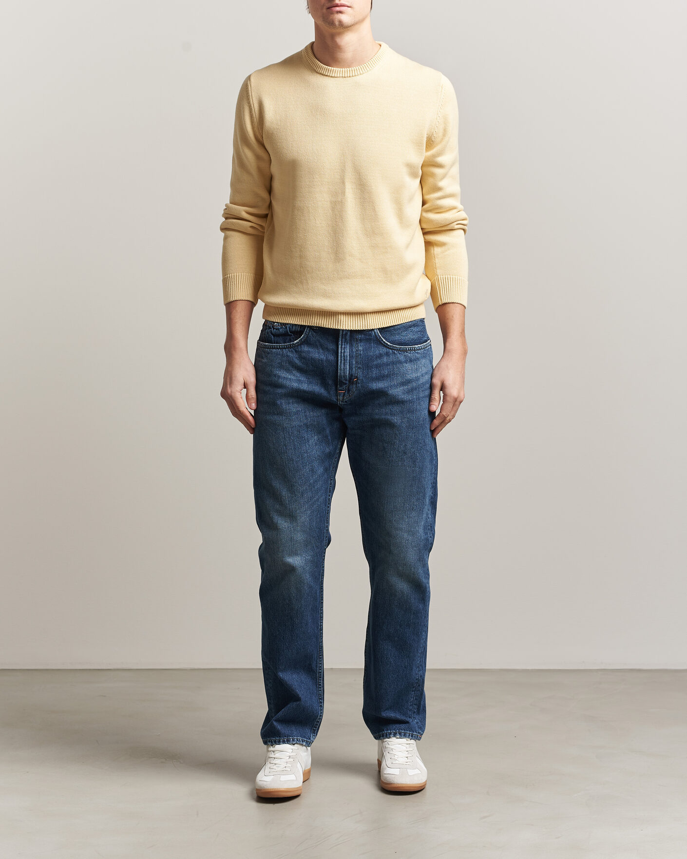 Homme | Pulls Et Tricots | Stenströms | Organic Cotton Knitted Sweater Light Yellow