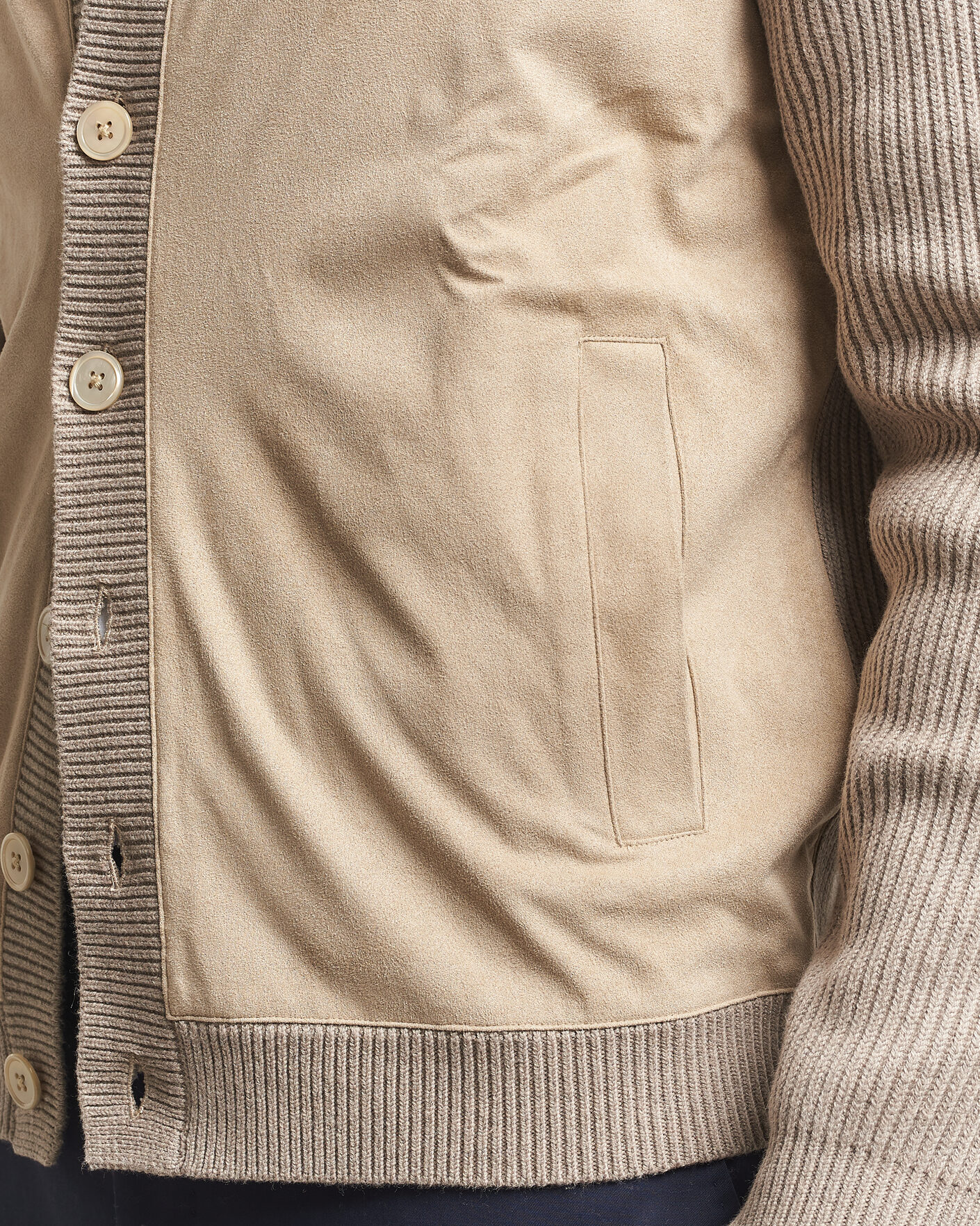 Homme | Pulls Et Tricots | Stenströms | Knitted Hybrid Buttoned Alcantara Cardigan Taupe